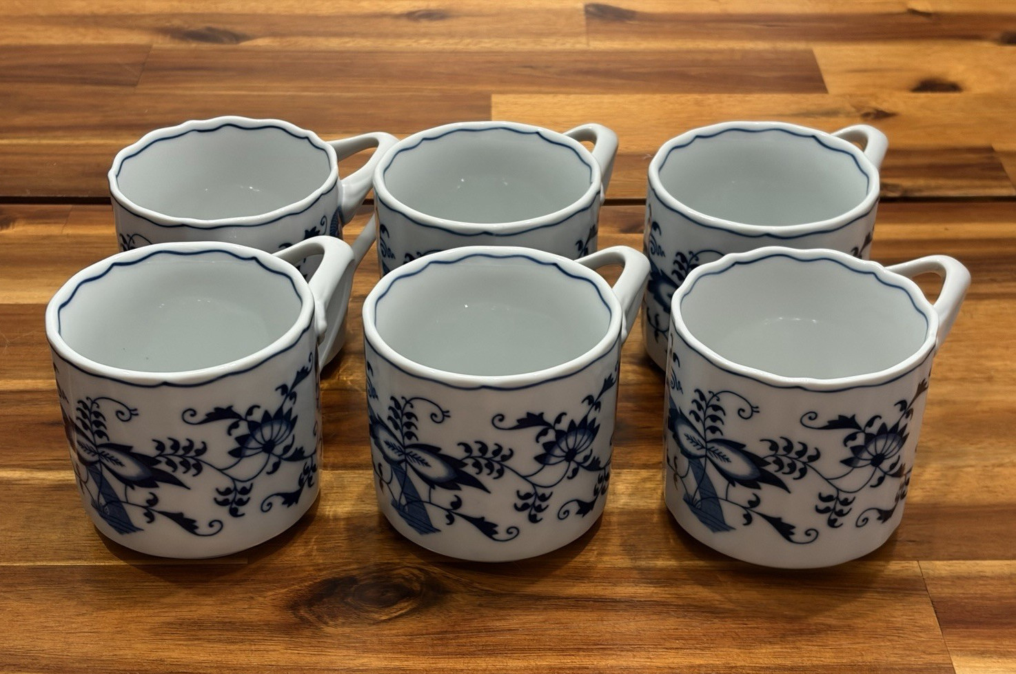 6pc VTG Blue Danube Blue & White Asian Peonies Asters Floral – Japan Excellent!