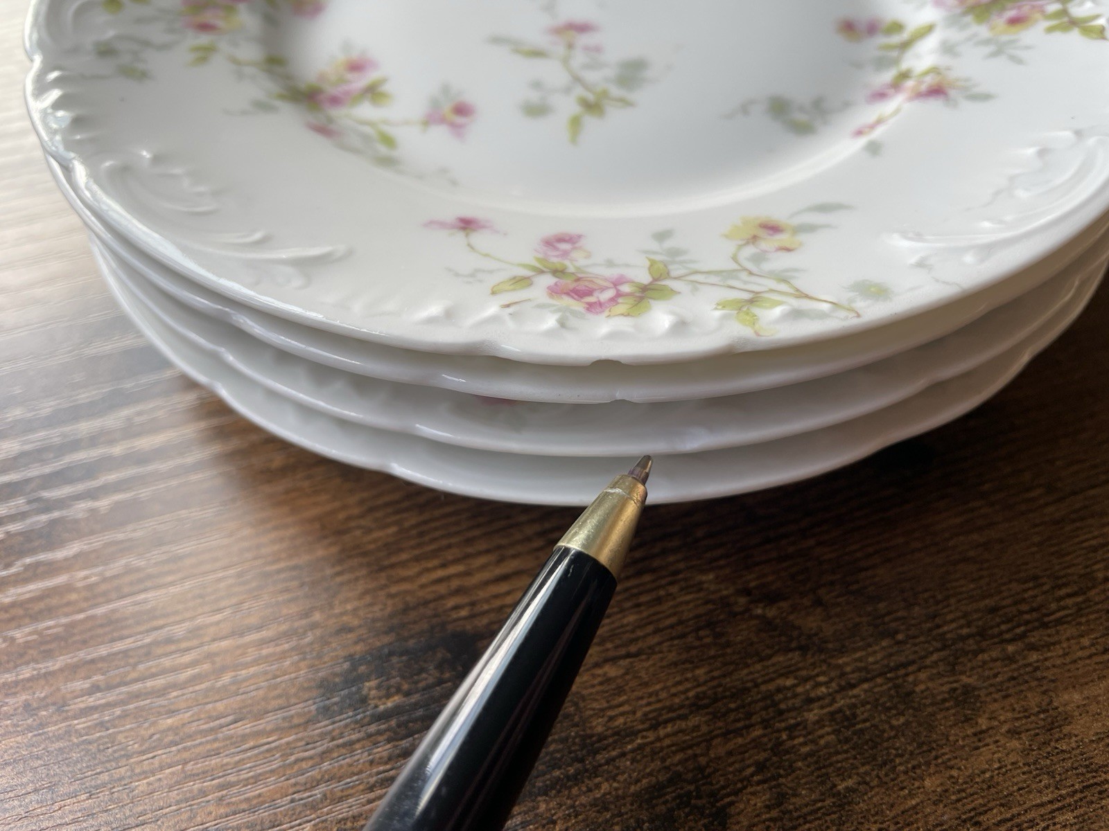 12 DESSERT PLATES Schleiger 150-5 Theodore Haviland Limoges Set Antique Floral