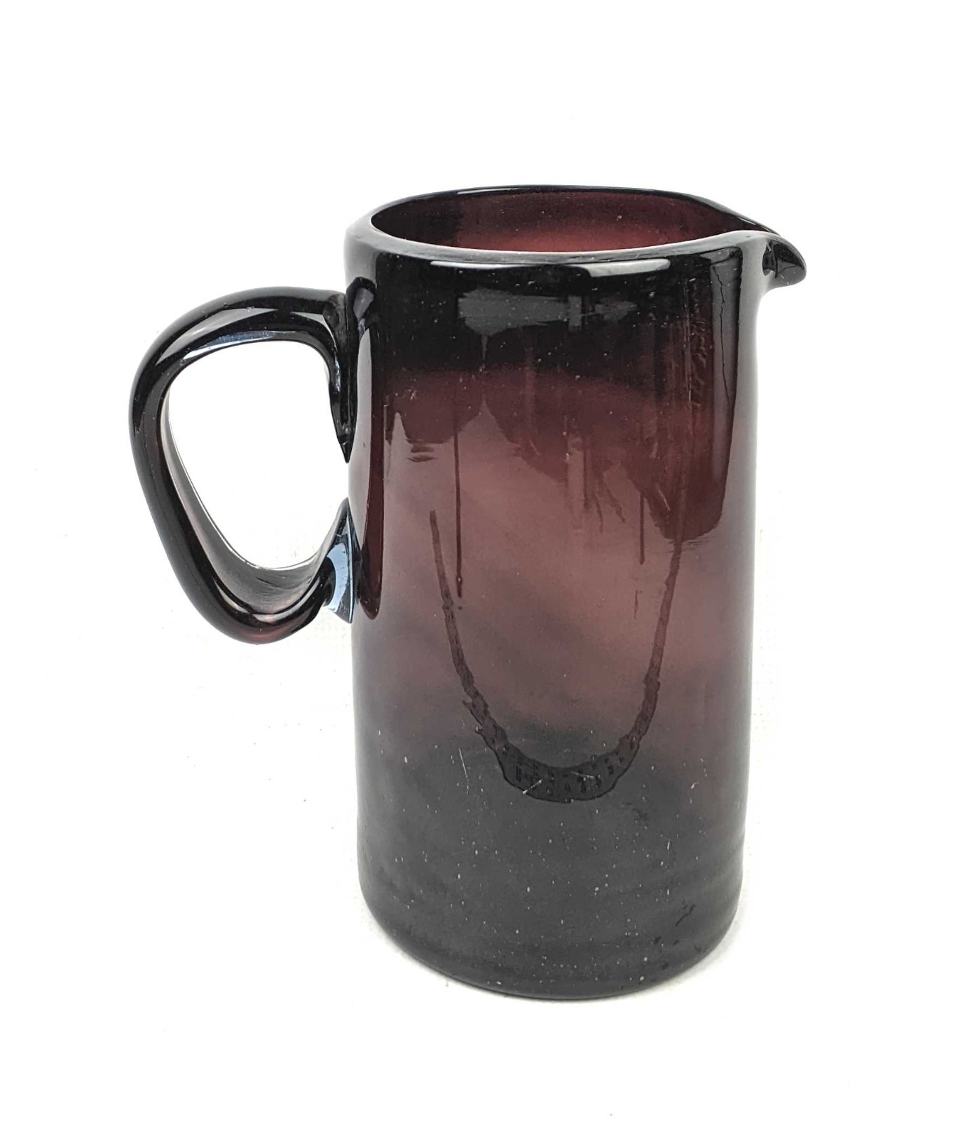 Vintage Hand Blown Amethyst Purple Glass Pitcher Pontil Base Applied Handle