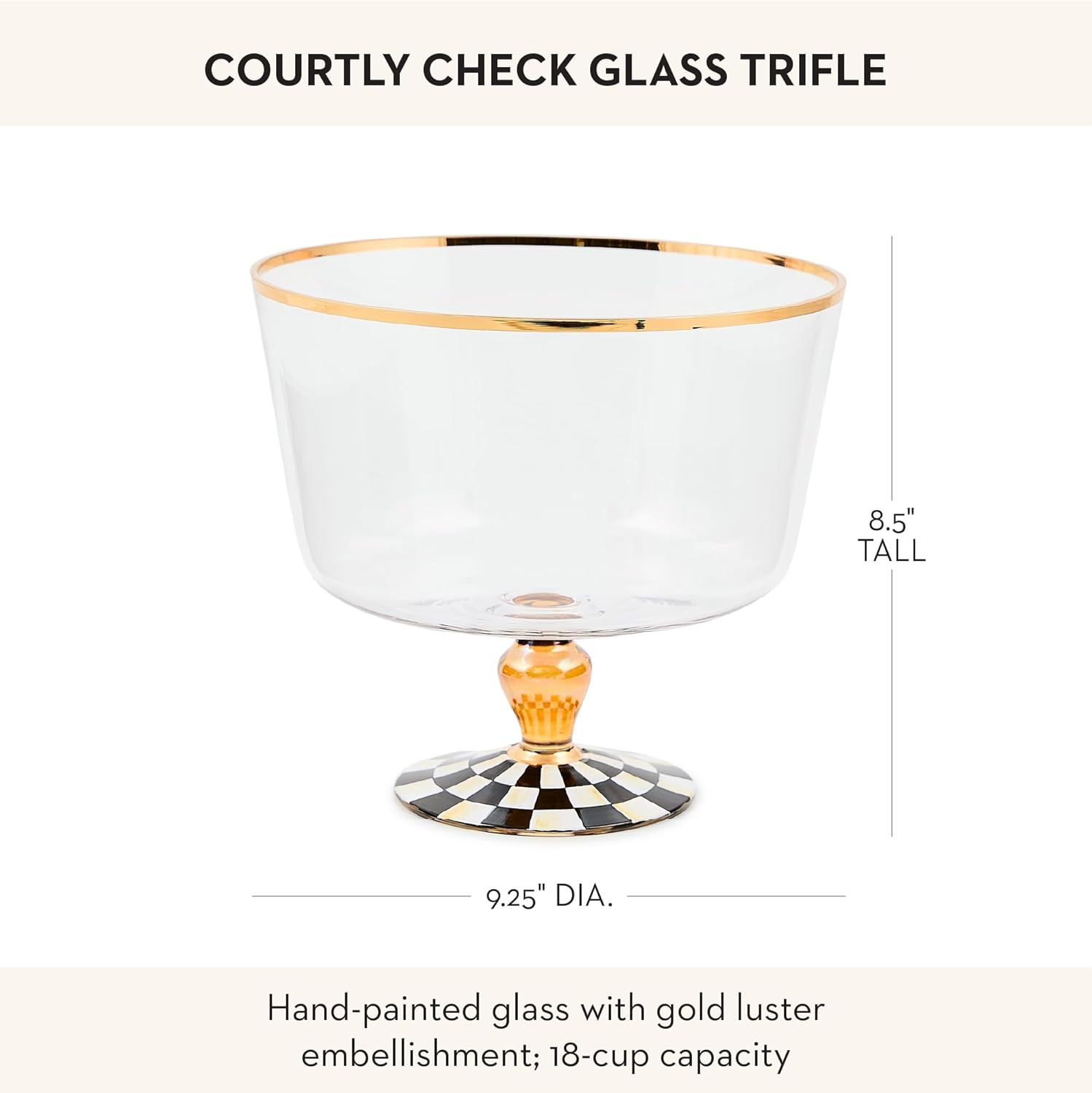 18-Cup Courtly Check Glass Trifle Serving Bowl