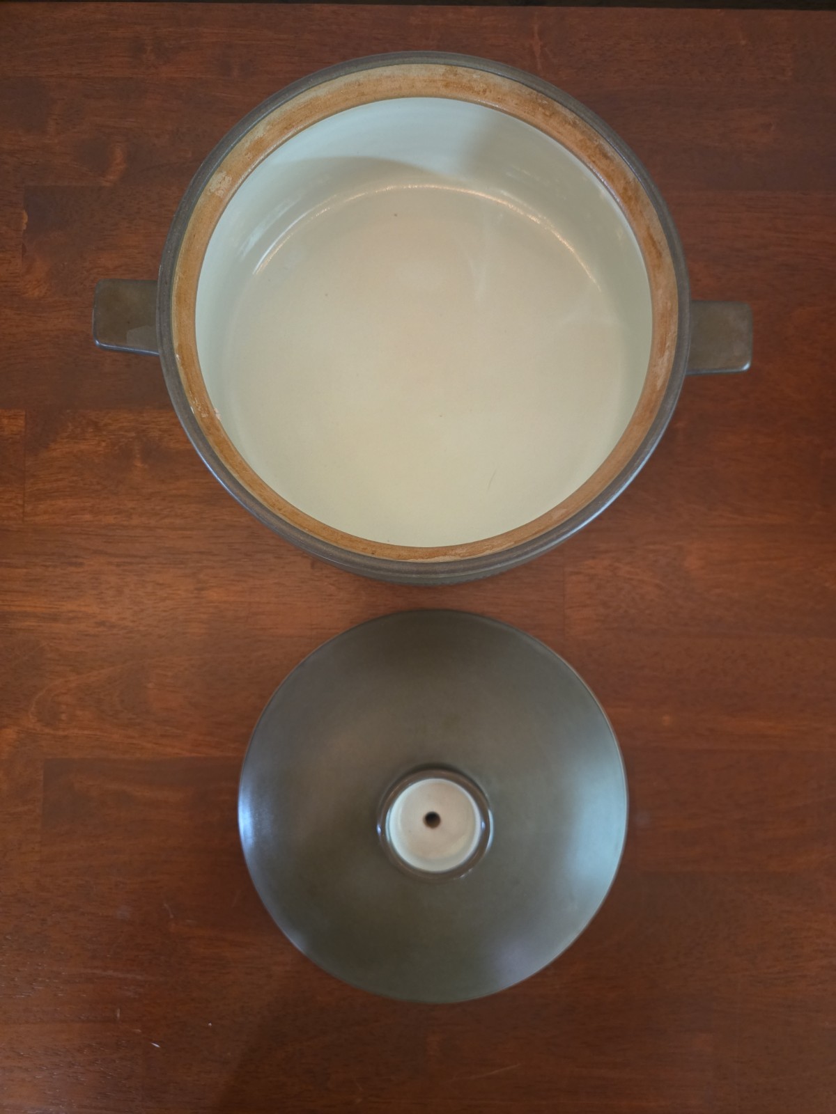 VTG DENBY Camelot Dark Green 4×8″ Casserole Lid Tortilla Warmer Vent Stoneware