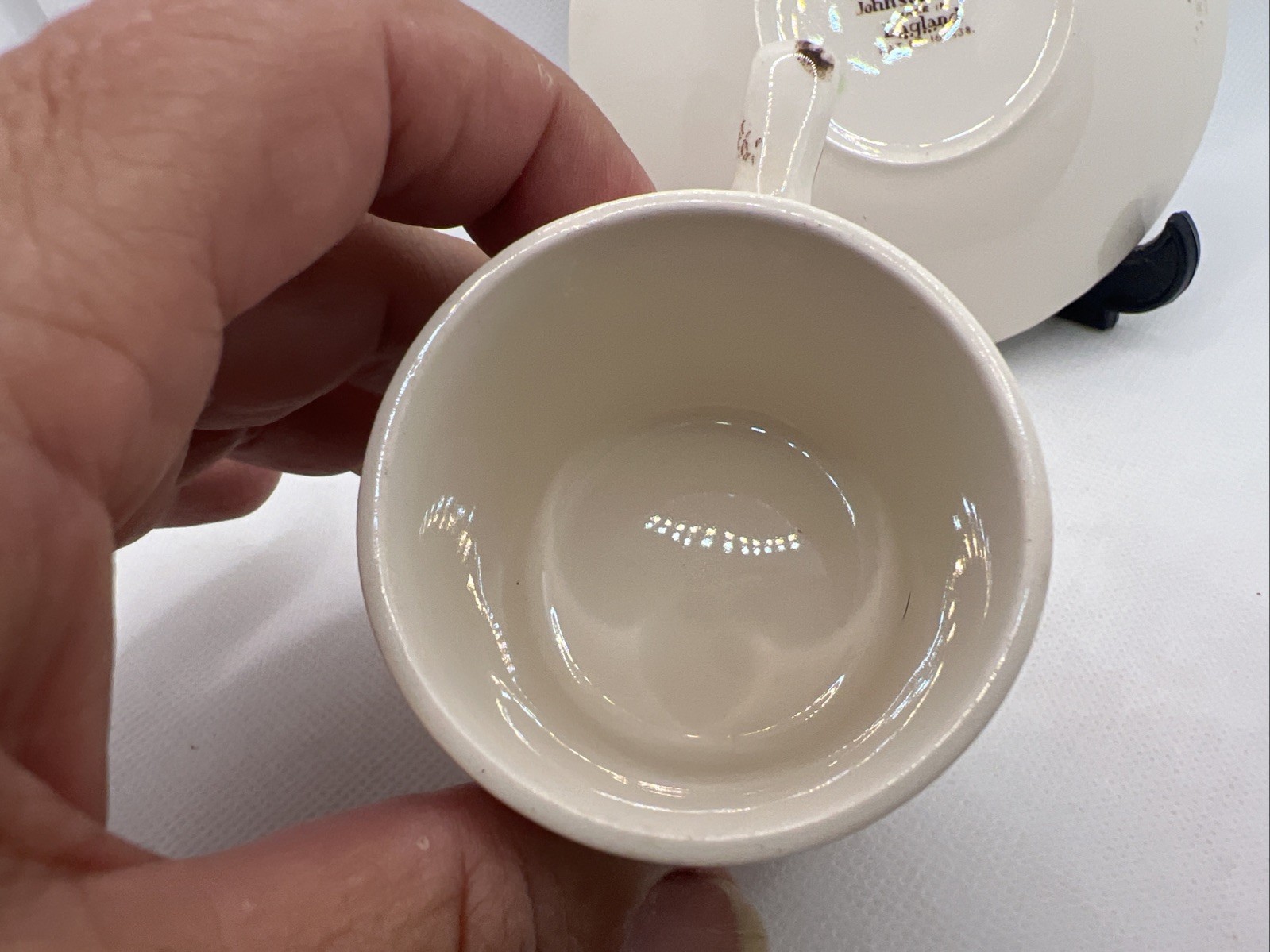 VTG Johnson Bros Windsor Castle Haddon Hall Cup & Saucer Demitasse Transferware