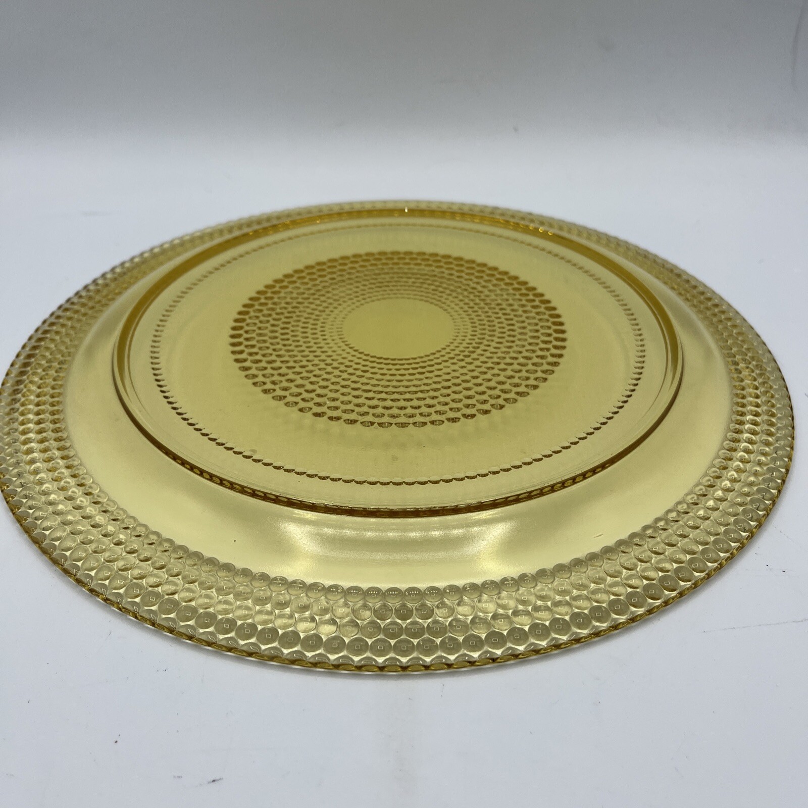 Vintage Mid Century Modern Twelve Piece Textured Amber Glass Plate & Cup Set
