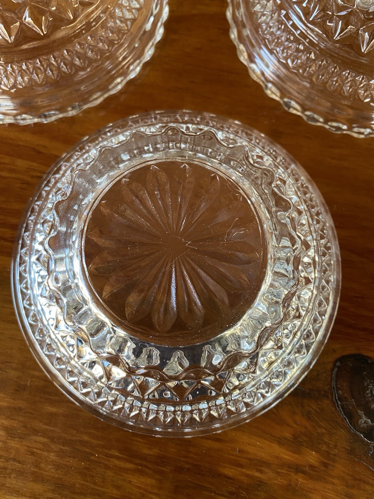 3 Anchor Hocking Wexford Bowls Dessert Berry Diamond Pattern Vintage