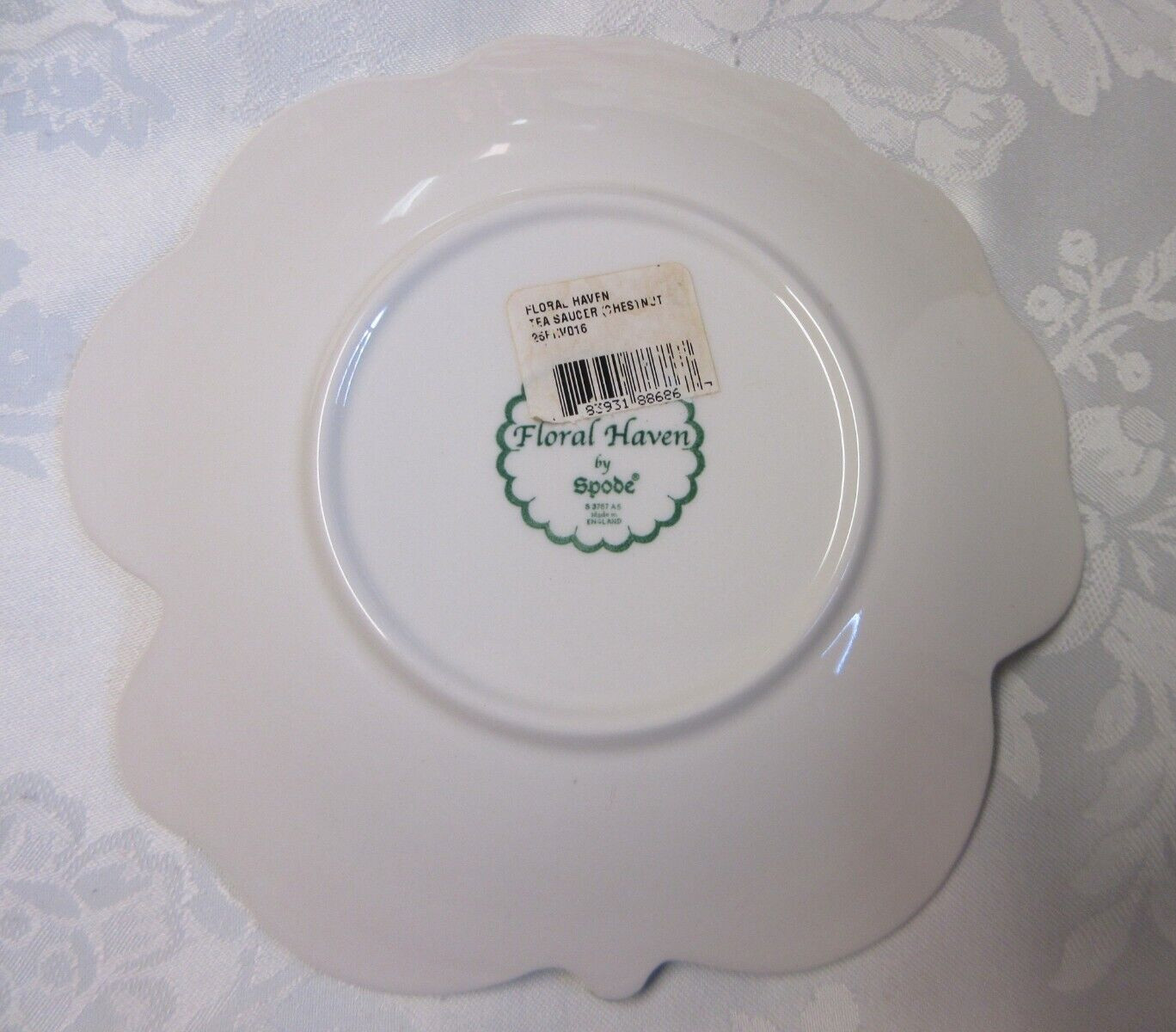 Spode Floral Haven Flat Cup Saucer Set Scalloped Butterflies Tulips Bee England