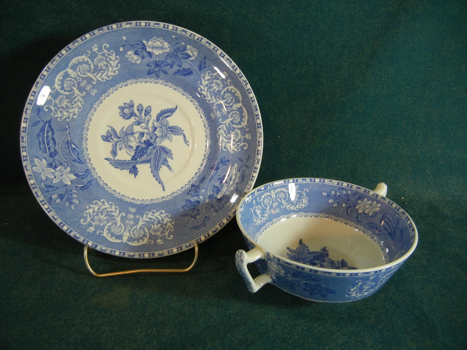 Copeland Spode Blue Camilla Cream Soup Bowl With Under Plate Set