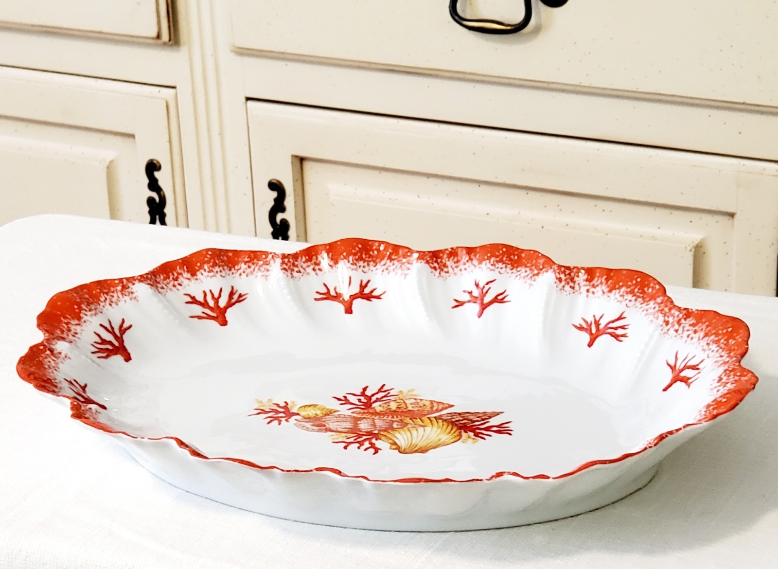 Anita Tiburzi Coral Reef Limoges France Serving Platter Perrier Collection 15.5”