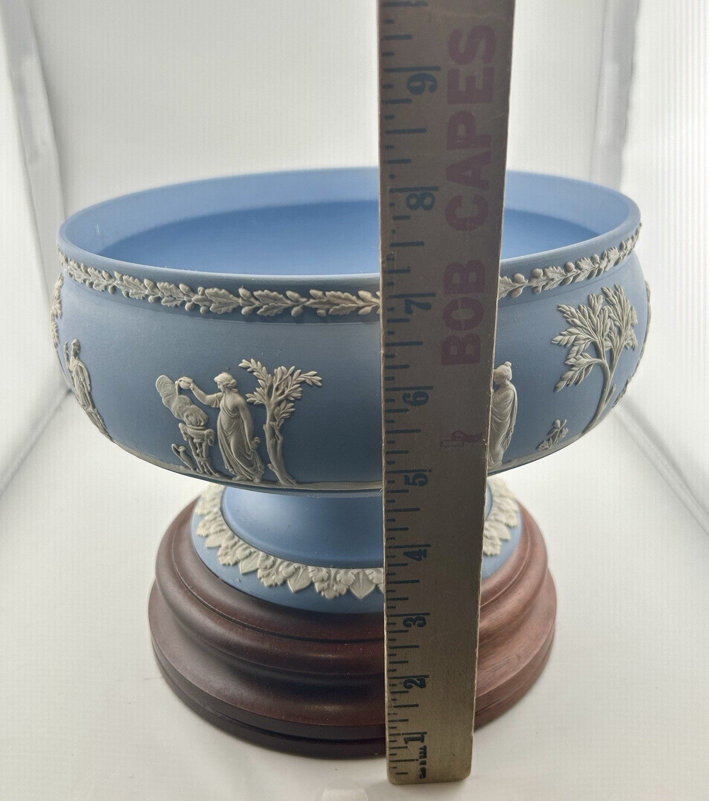 Wedgwood Jasperware Pale Blue & White Sacrifice Imperial Pedestal Bowl England