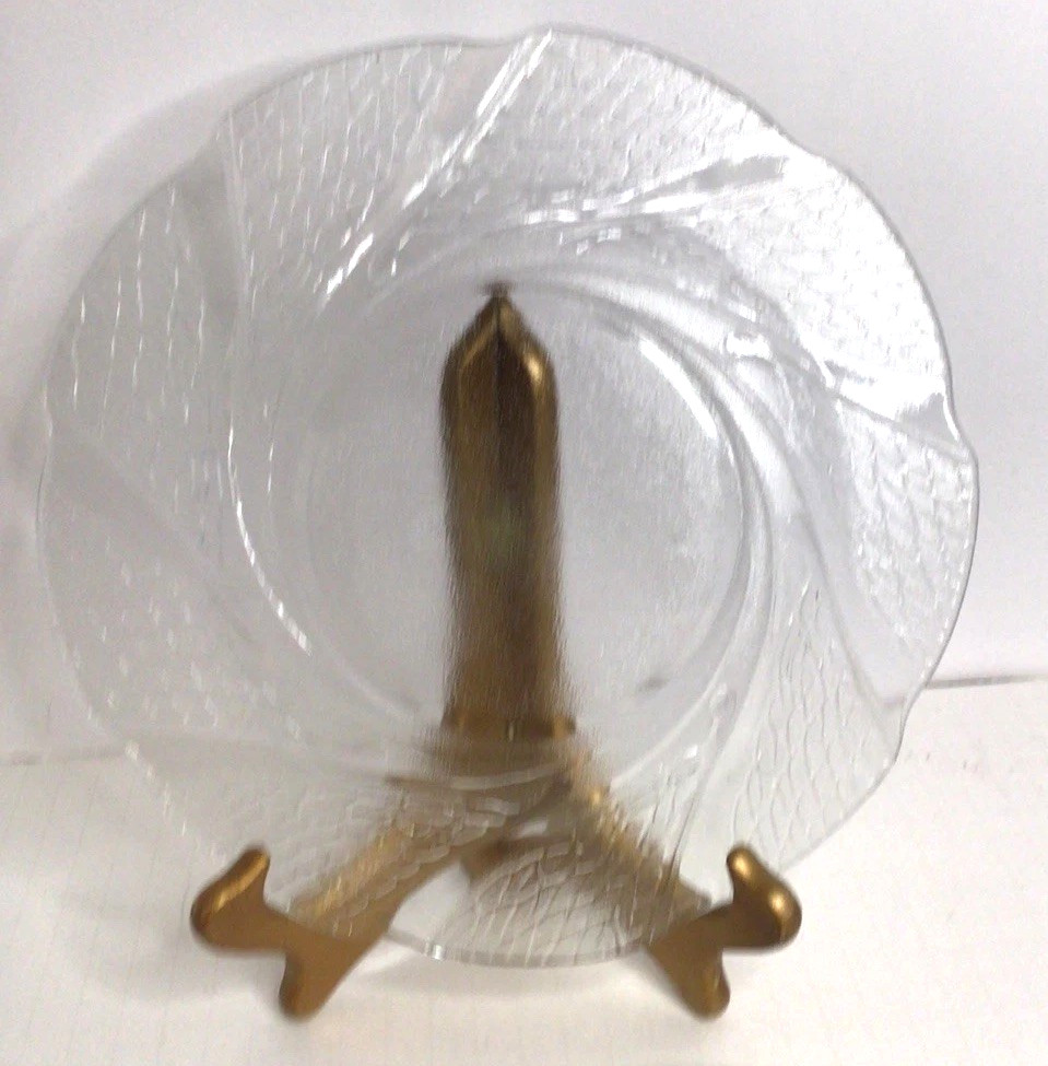 Vintage Clear KIG Indonesia Swirl Pattern DINNERPLATES SET OF 4 10IN Serene