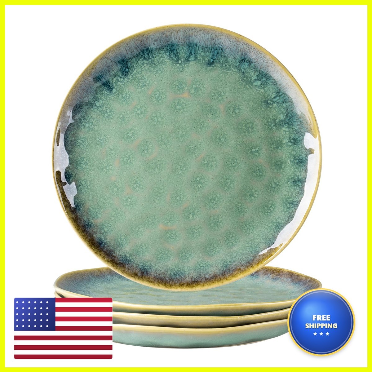 Henten Home Ceramic Dinner Plate Set 11 Inch Porcelain Pizza Pasta Salad Plates