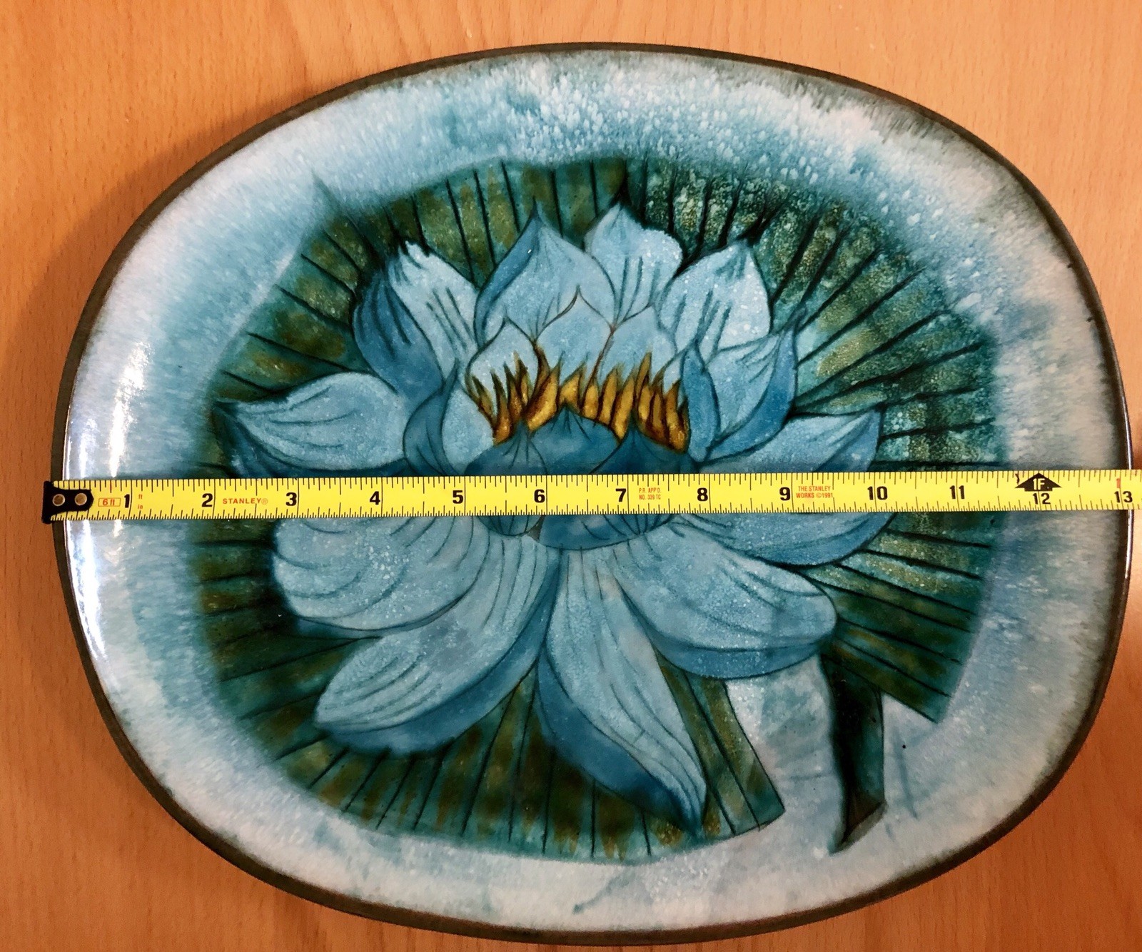 Lotus Chelsea Pottery England Audrey Durnan art handmade Platter 13″x 11″