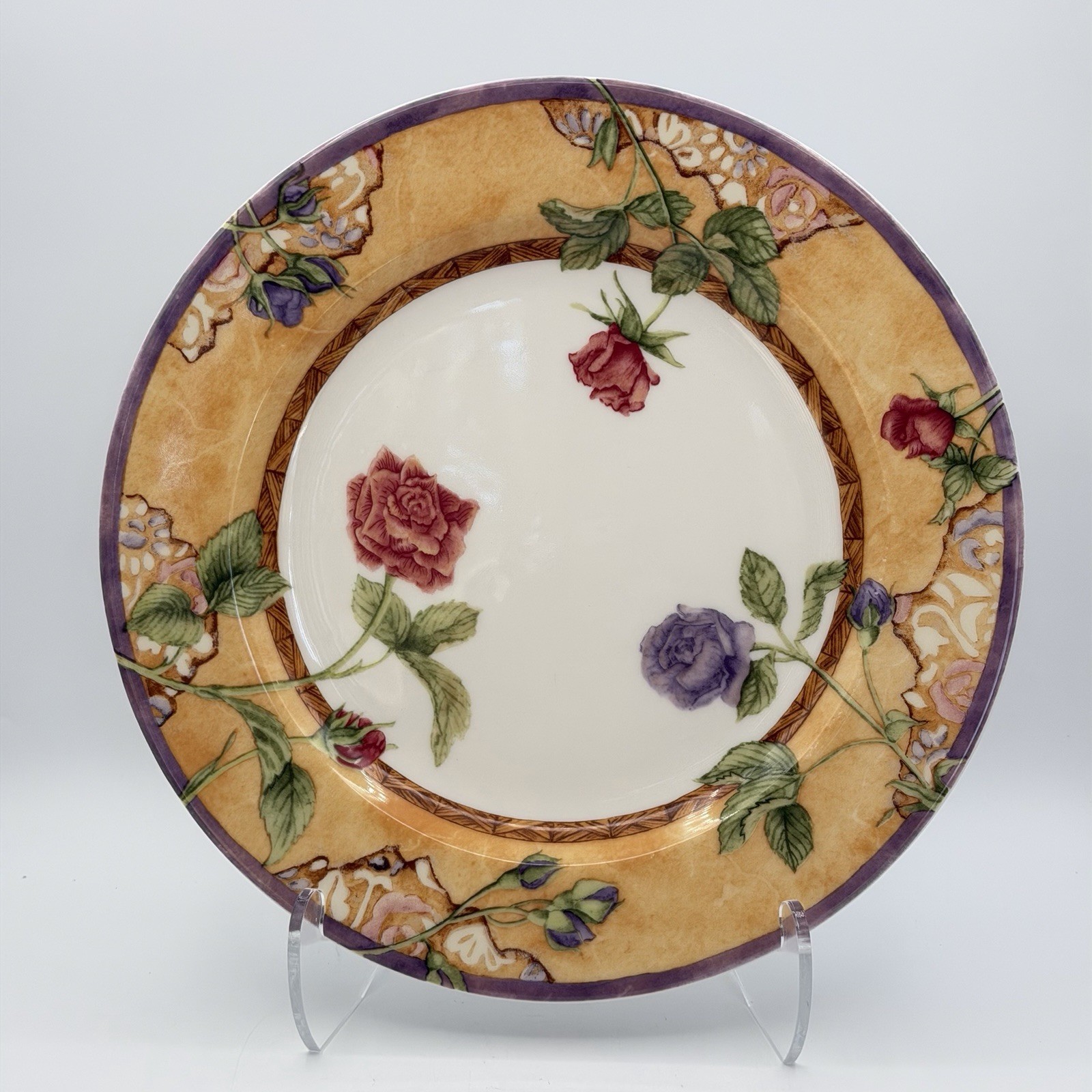 222 Fifth Tuscany Rose Chop Plate Round Platter Porcelain Fine China Floral 12″