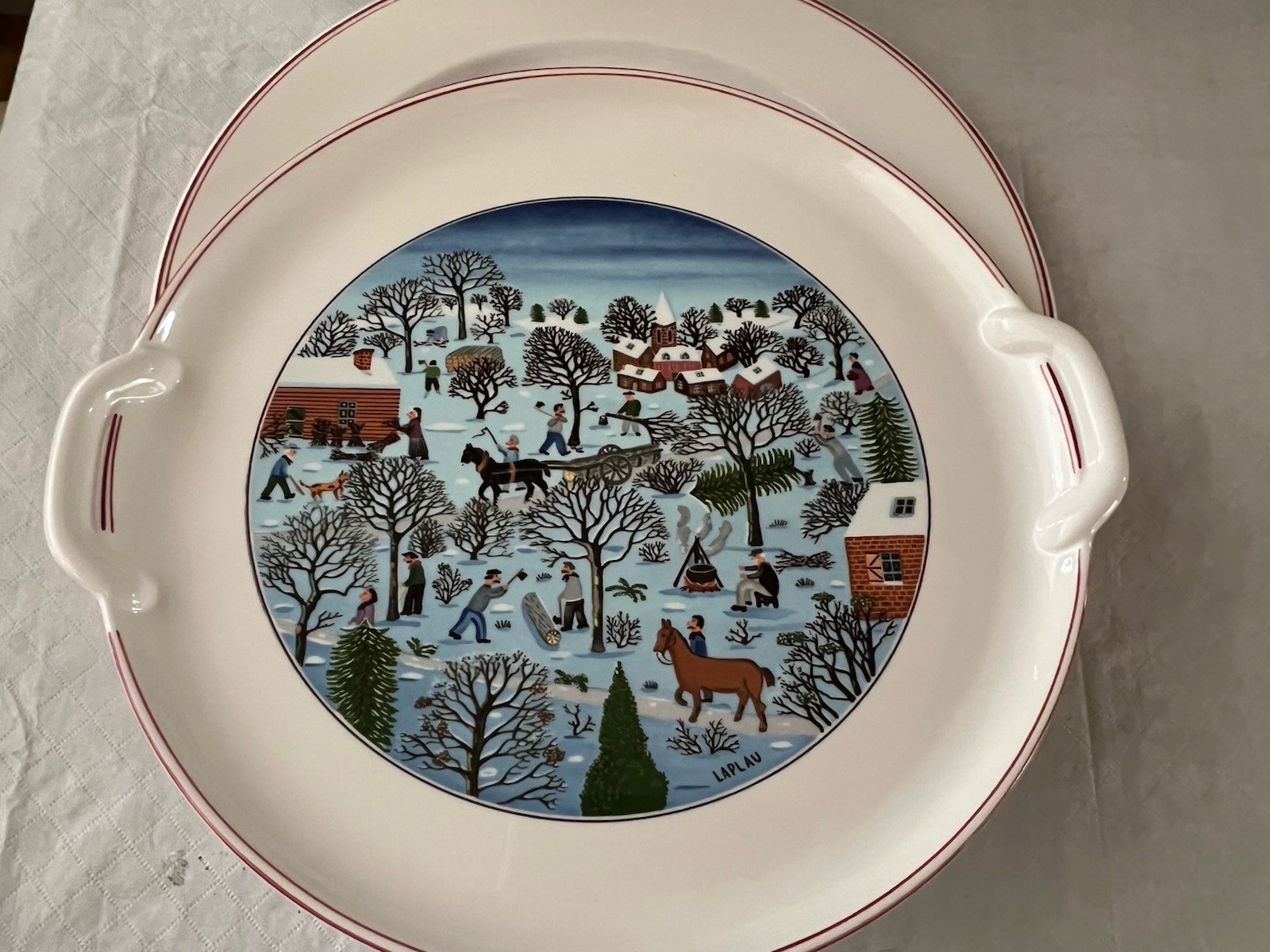 Villeroy & Boch Naif Christmas Cake Plate Charger/Chop Plate Set Of 2
