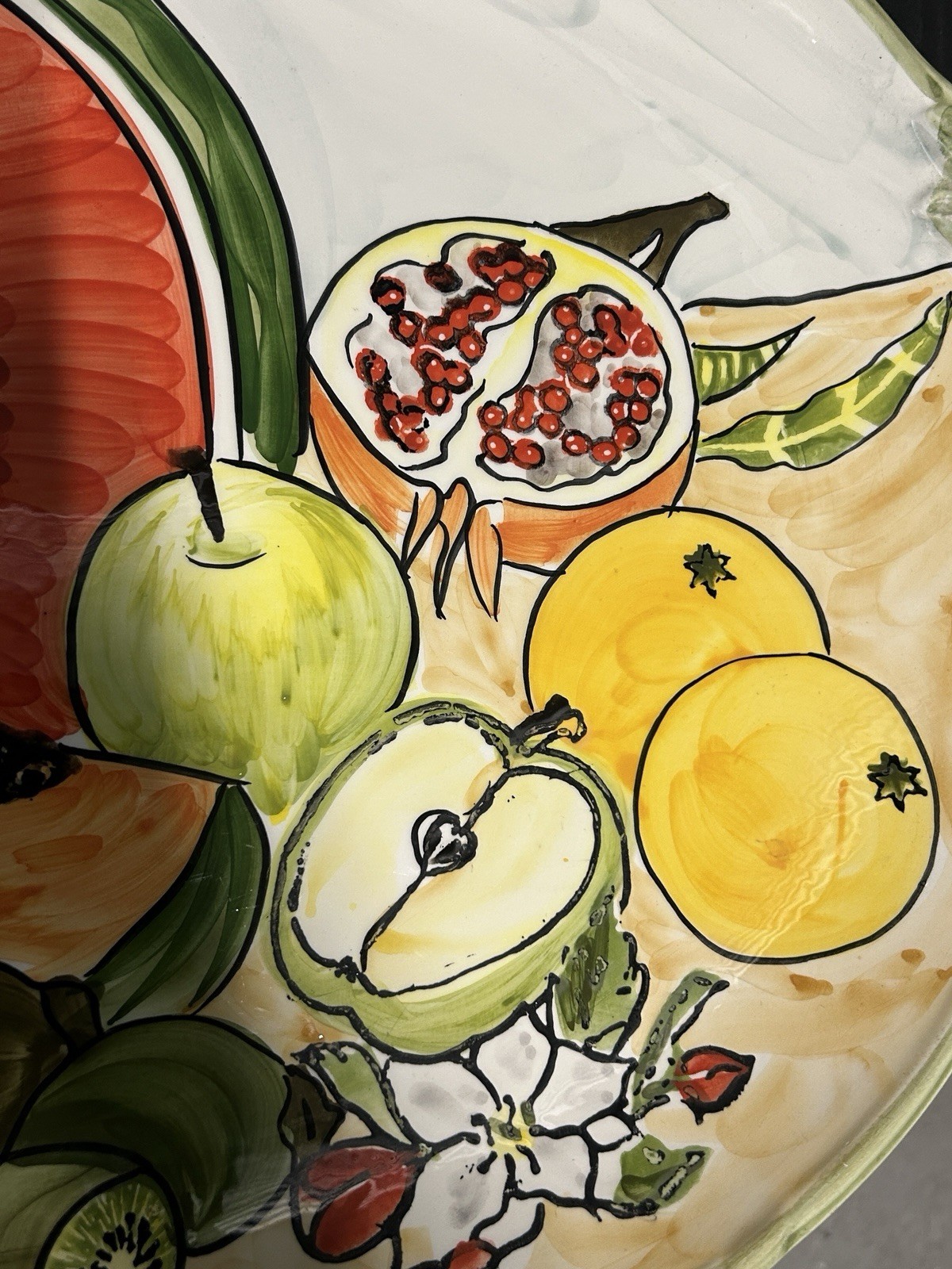 Vintage CWC Jumbo Italian Ceramic Platter Mixed Fruit Tray 26”