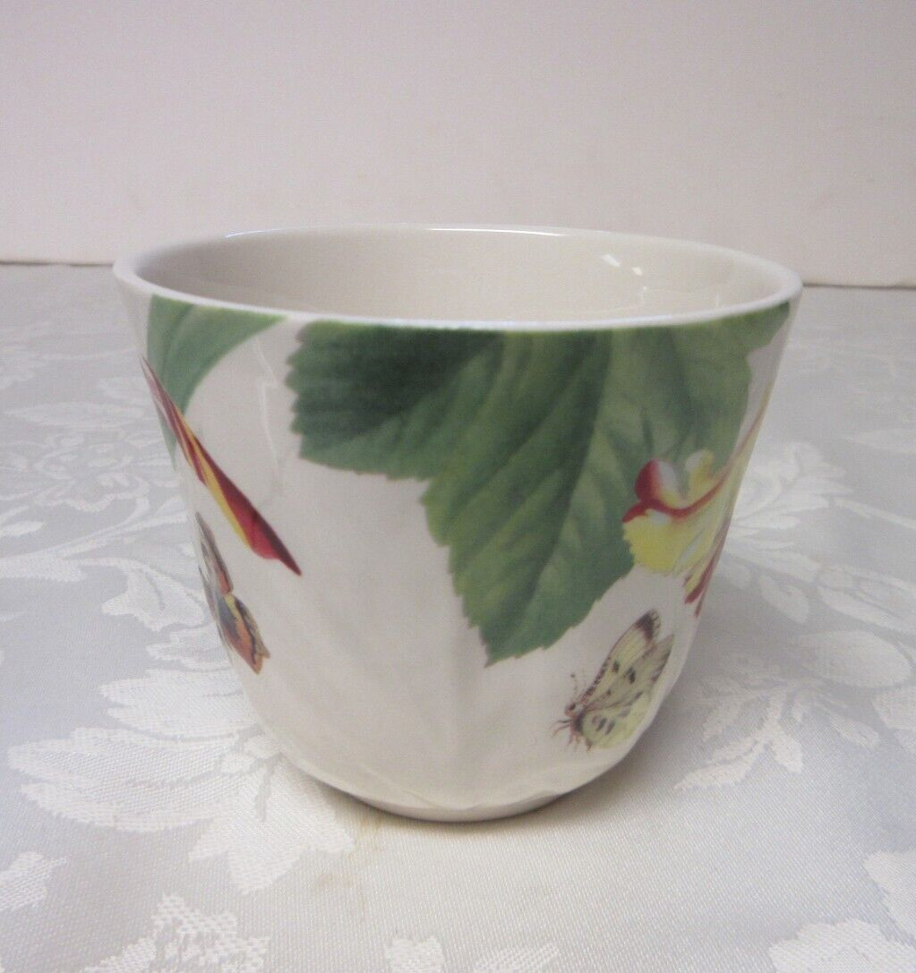 Spode Floral Haven Flat Cup Saucer Set Scalloped Butterflies Tulips Bee England