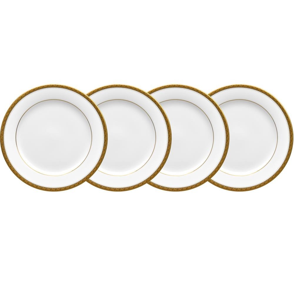 Noritake Charlotta Gold 6.25 in (Gold) Porcelain Appetizer Plates, (Set of 4)