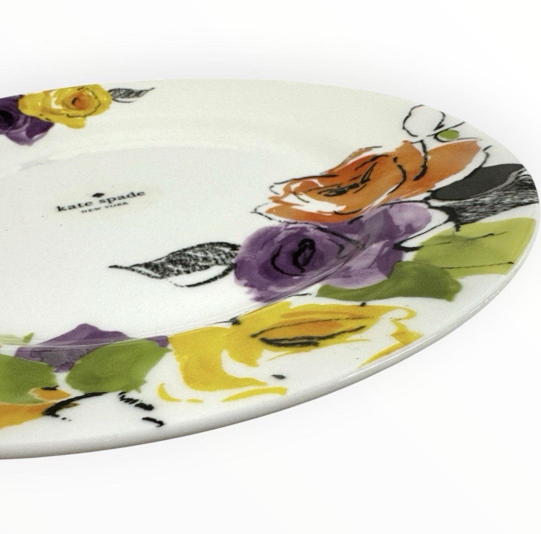 Kate Spade New York Charcoal Floral Dinner Plates Set of 2 Lenox 11.5”