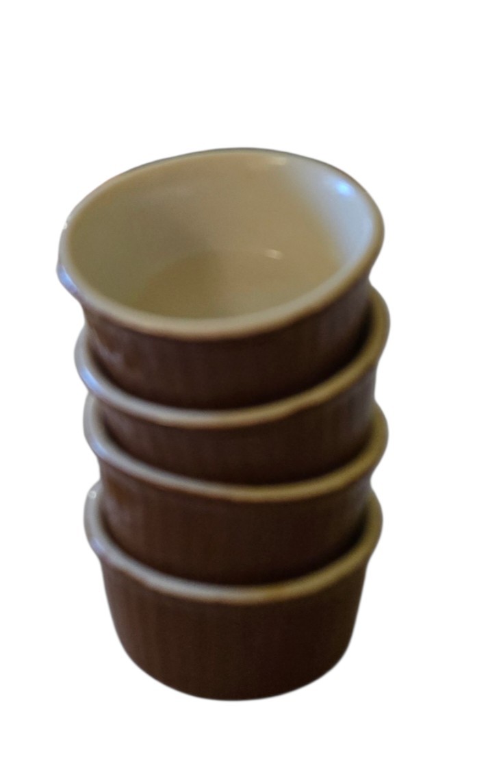 Hall Vintage Brown Ribbed Small Condiment Bowls #844½ (Set Of 4)