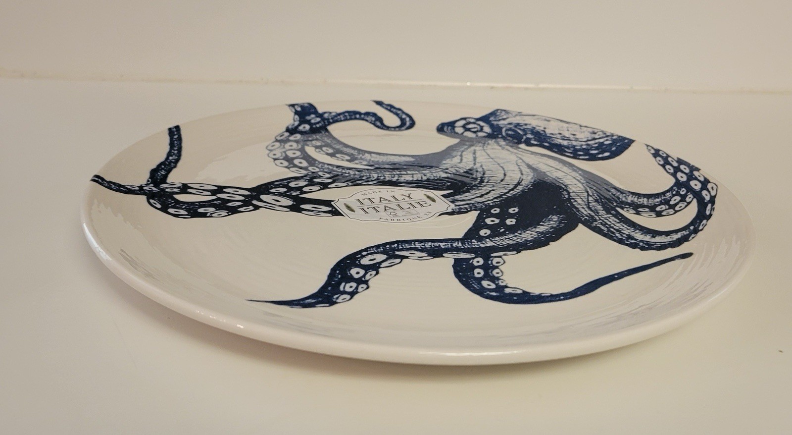 4 ct Ceramiche Italia 11” Dinner Plates Blue Octopus Lucy Italy CeramicheItalia