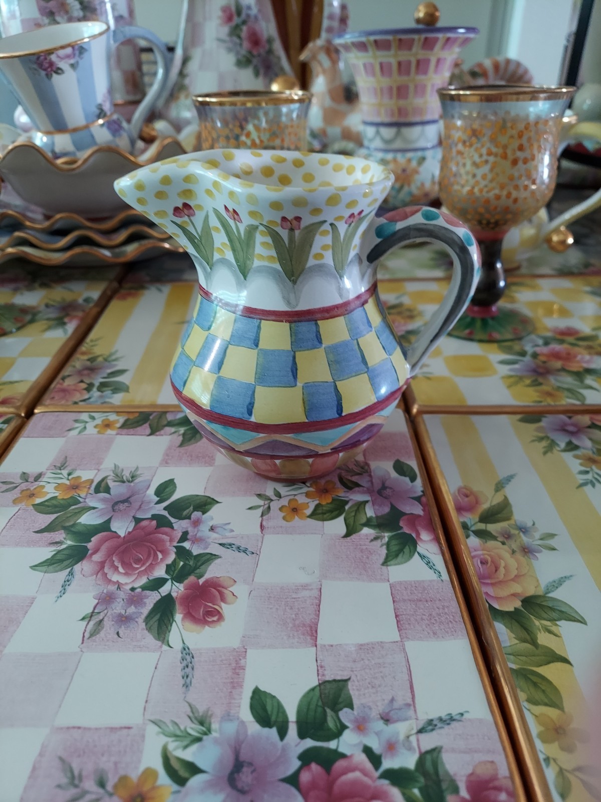 MacKenzie-Childs Odd Fellows Ceramic Creamer Pitcher