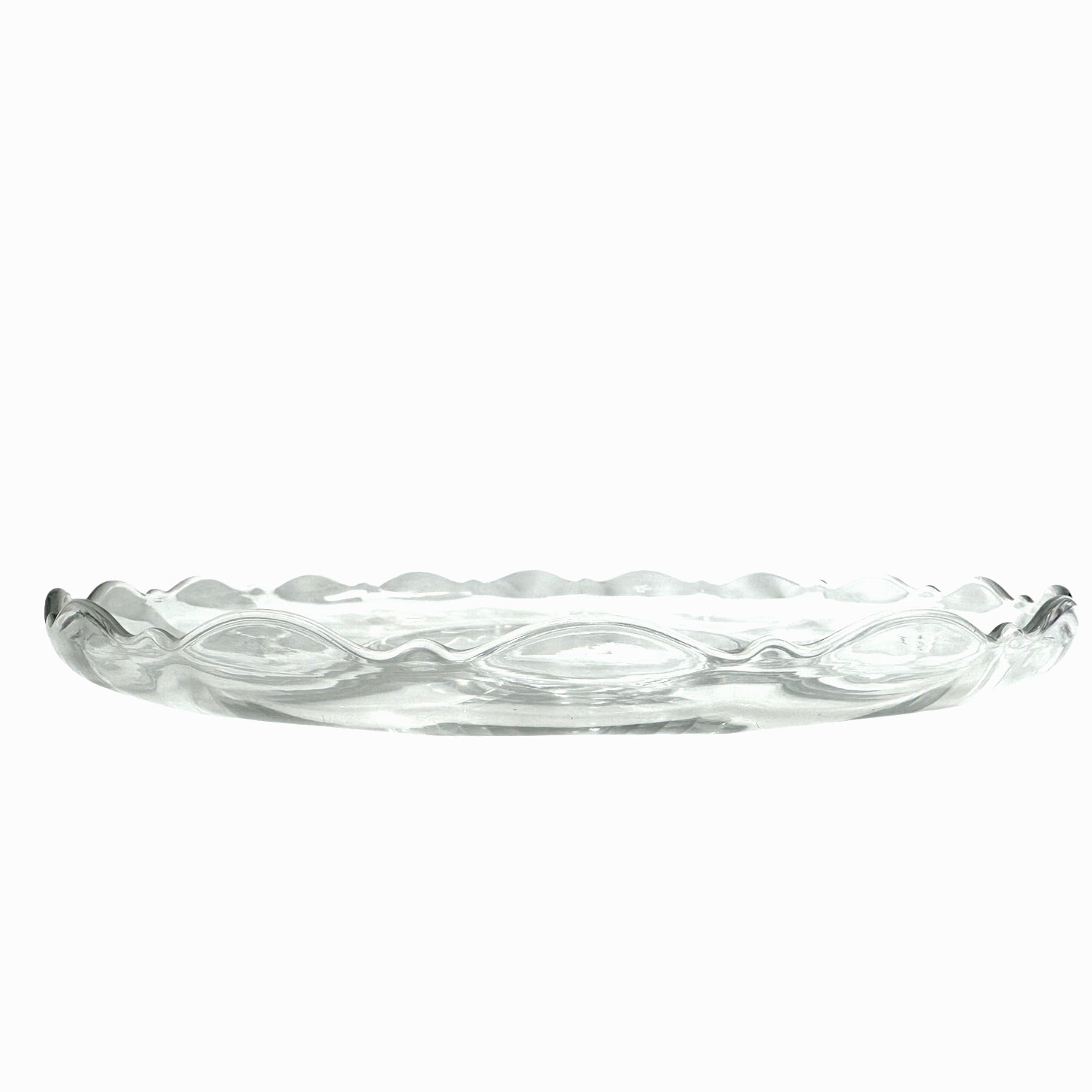 Beta Sigma Omicron Monogrammed Clear Crystal Scalloped Rim Serving Platter-Rare!
