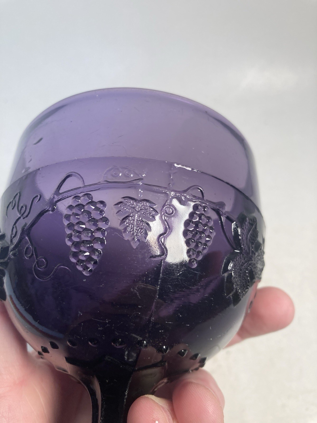 Vintage Purple Glass Dish, server, candy dish, compote, irradiated