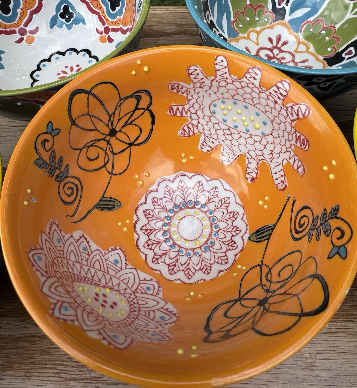 Set of 5 Yokohama Studio 6” Hand-Painted Ceramic Bowls, 1 Crack
