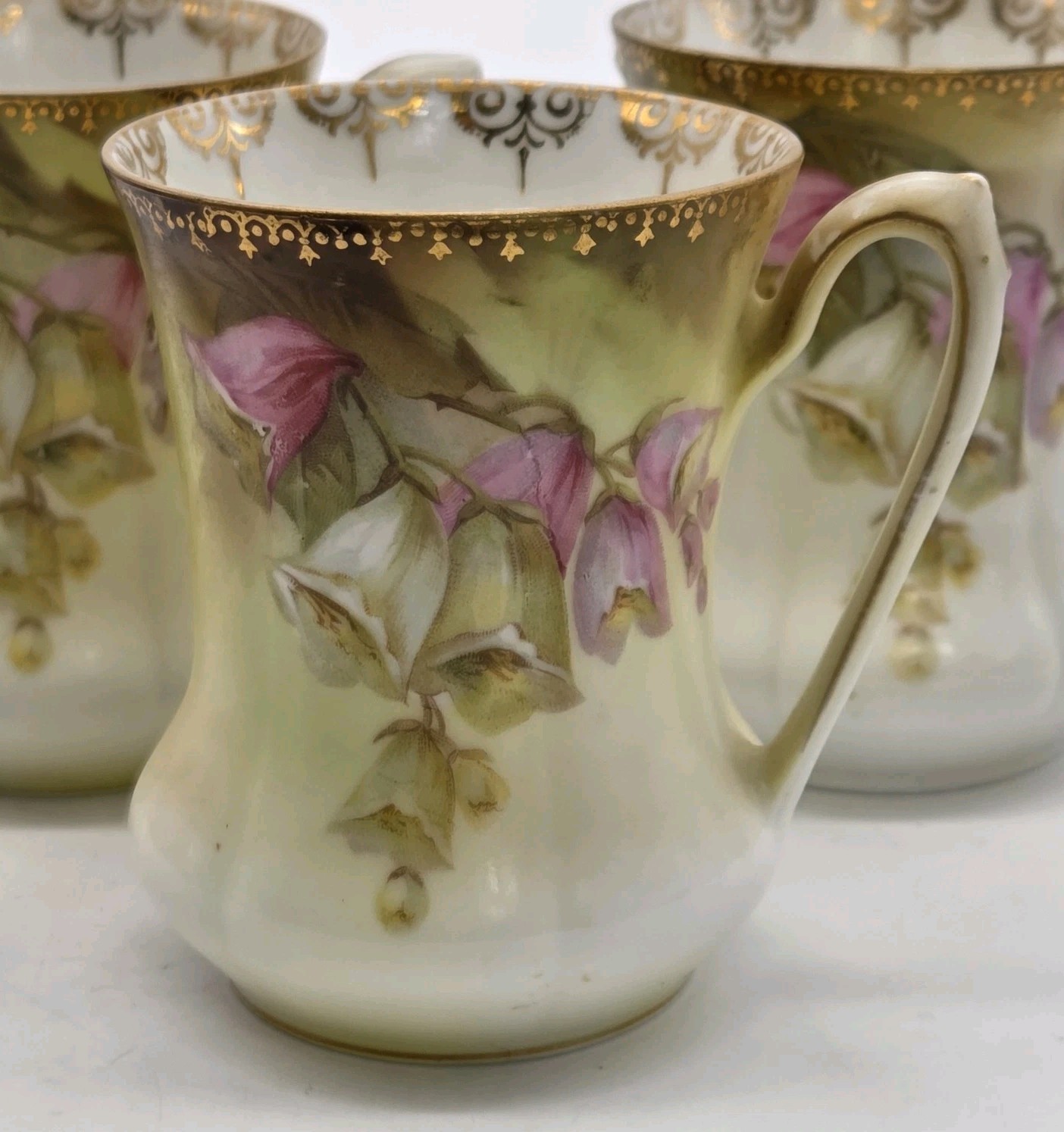 RS PRUSSIA Small Coffee Chocolate Demitasse Cup 3″ Foxglove Set of 3 Antique