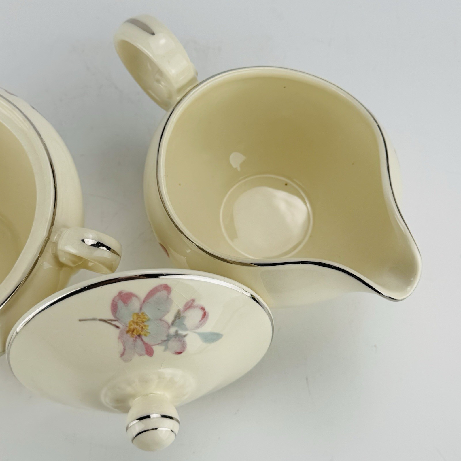 Vintage Taylor Smith Taylor 9378 Creamer Covered Sugar Bowl Floral TS&T