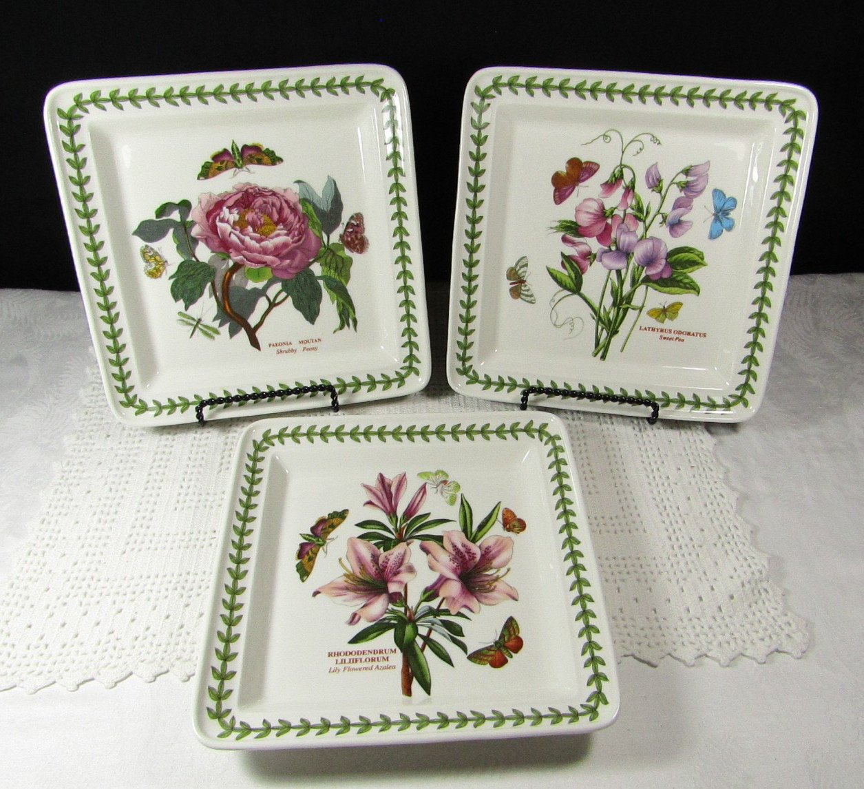 Set of 3 Portmeirion Botanic Garden 8″ Square Salad Dessert Plates EUC