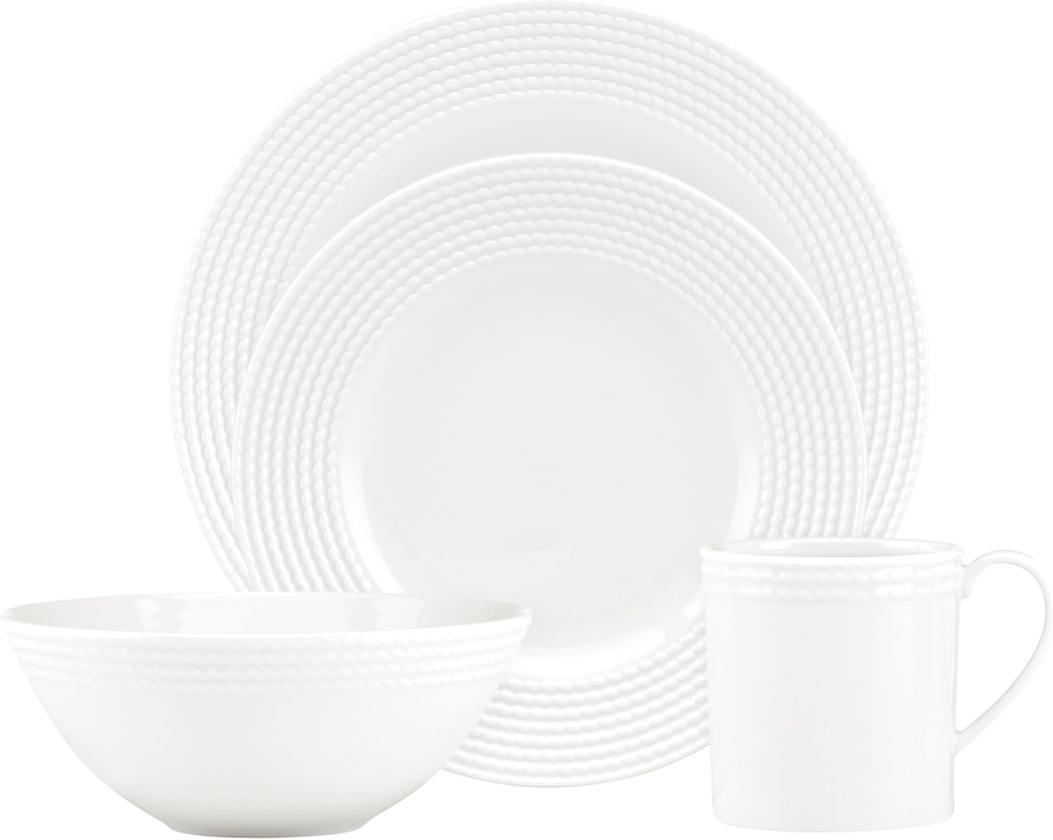 Wickford White 4-Piece Place Setting – Elegant Dining Essentials, 5.4 LB