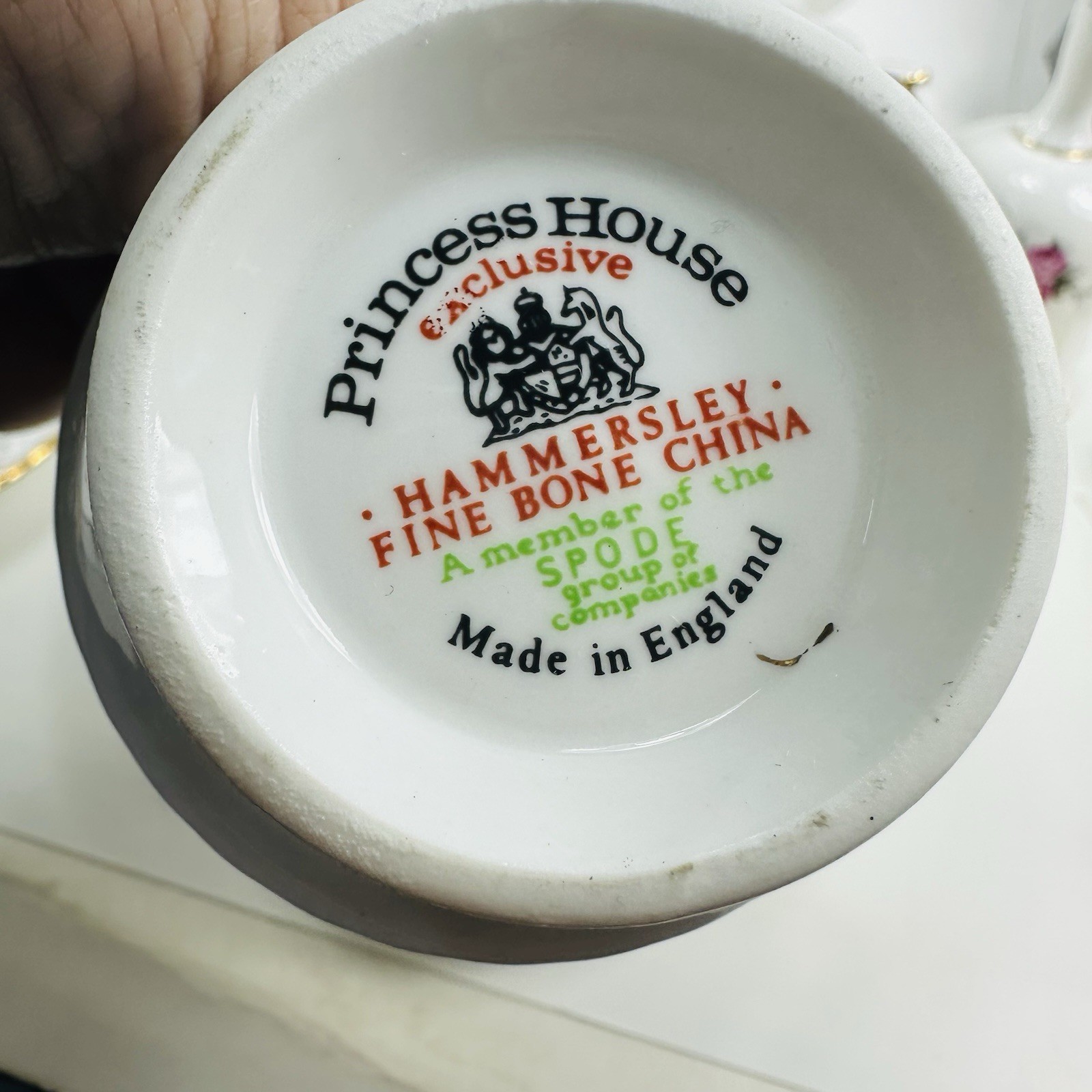 Princess Hammrsley Fine Bone China Tea Pot Creamer Sugar 4 Teacups Suacers Bell