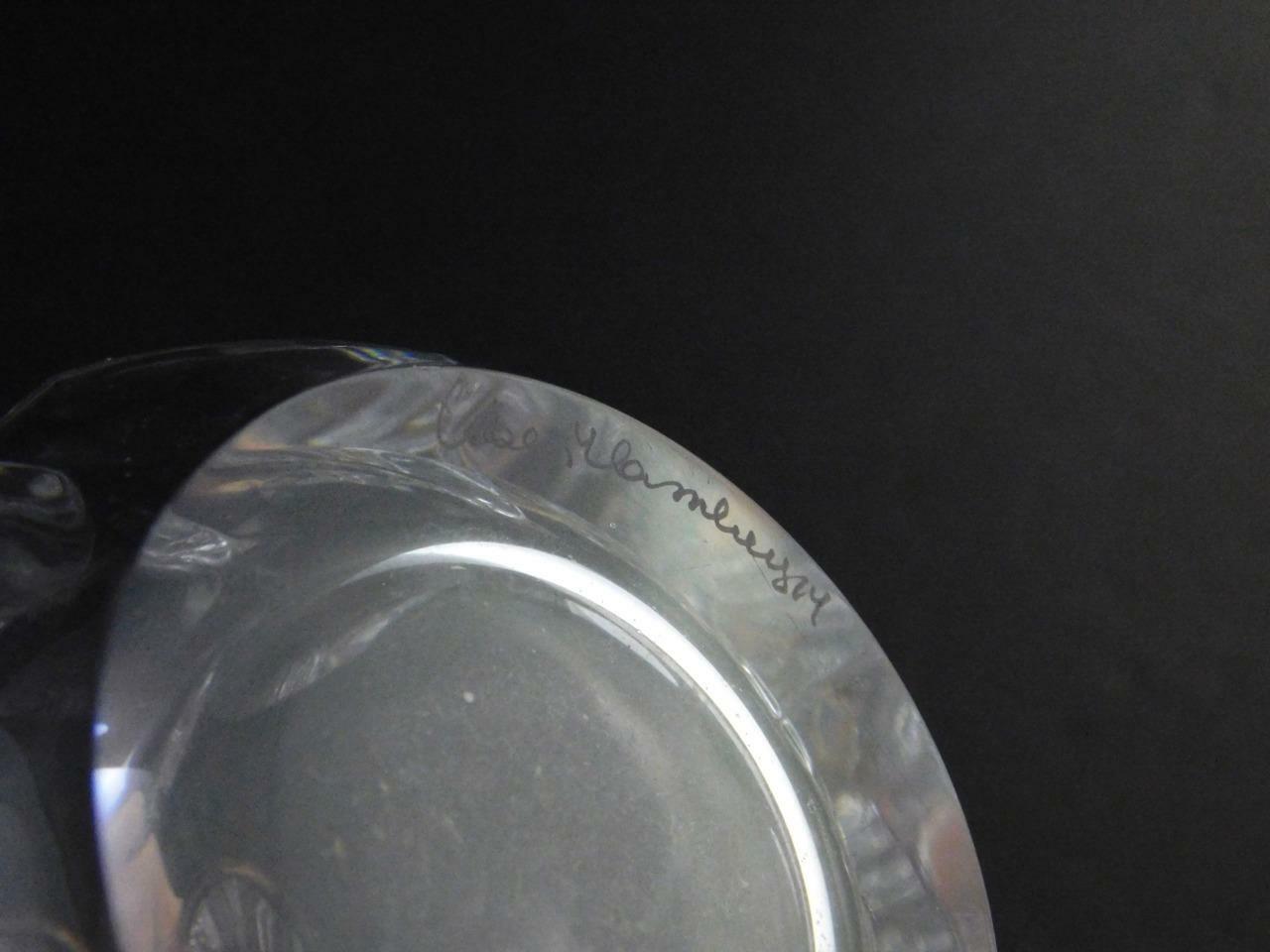 Signed Art Glass Vase Paneled Design Unknown Artist Clear Crystal