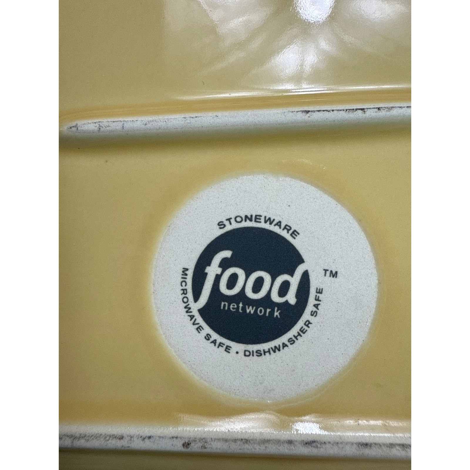 Food Network Fontinella Yellow Stoneware Rectangular Embossed Serving Platter