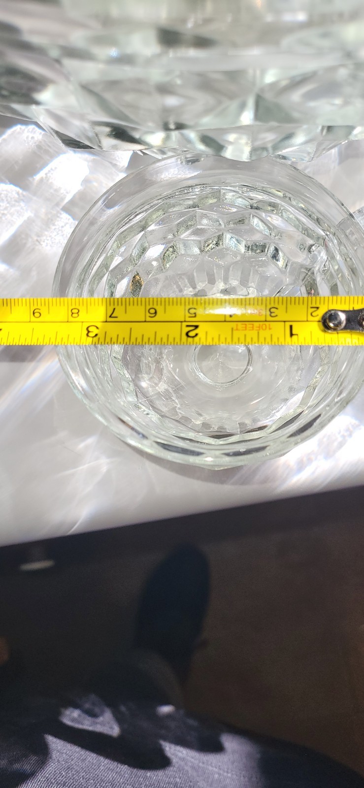 13″ Punch Bowl Clear Cube Glass Whitehall W/8 Punch Cups