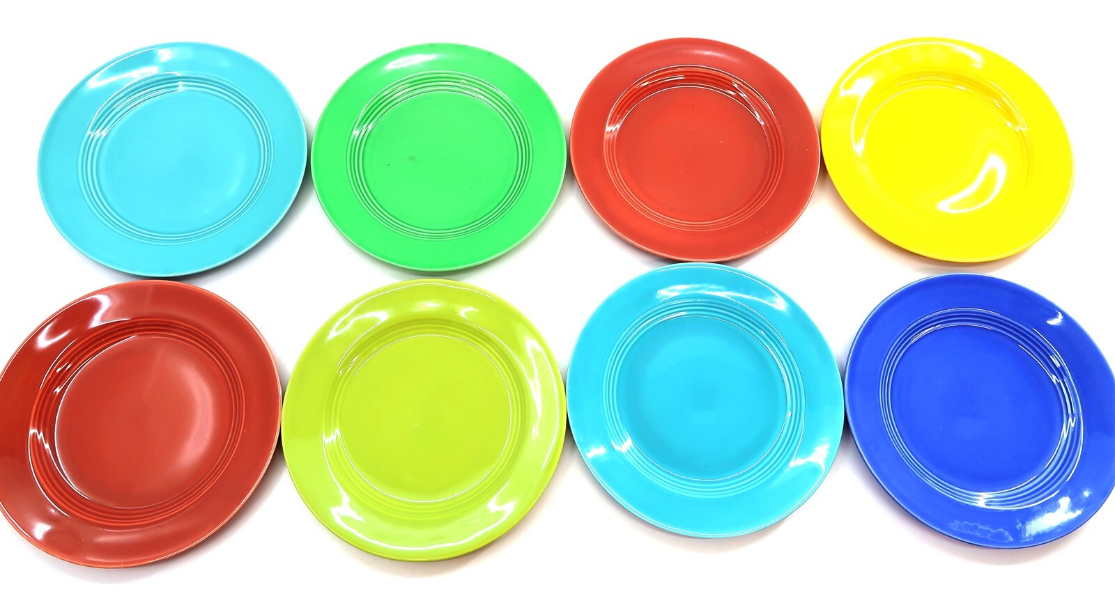 x8 Vintage HOMER LAUGHLIN HARLEQUIN 9 1/4″ Dinner Plates mixed colors NICE LOT!!