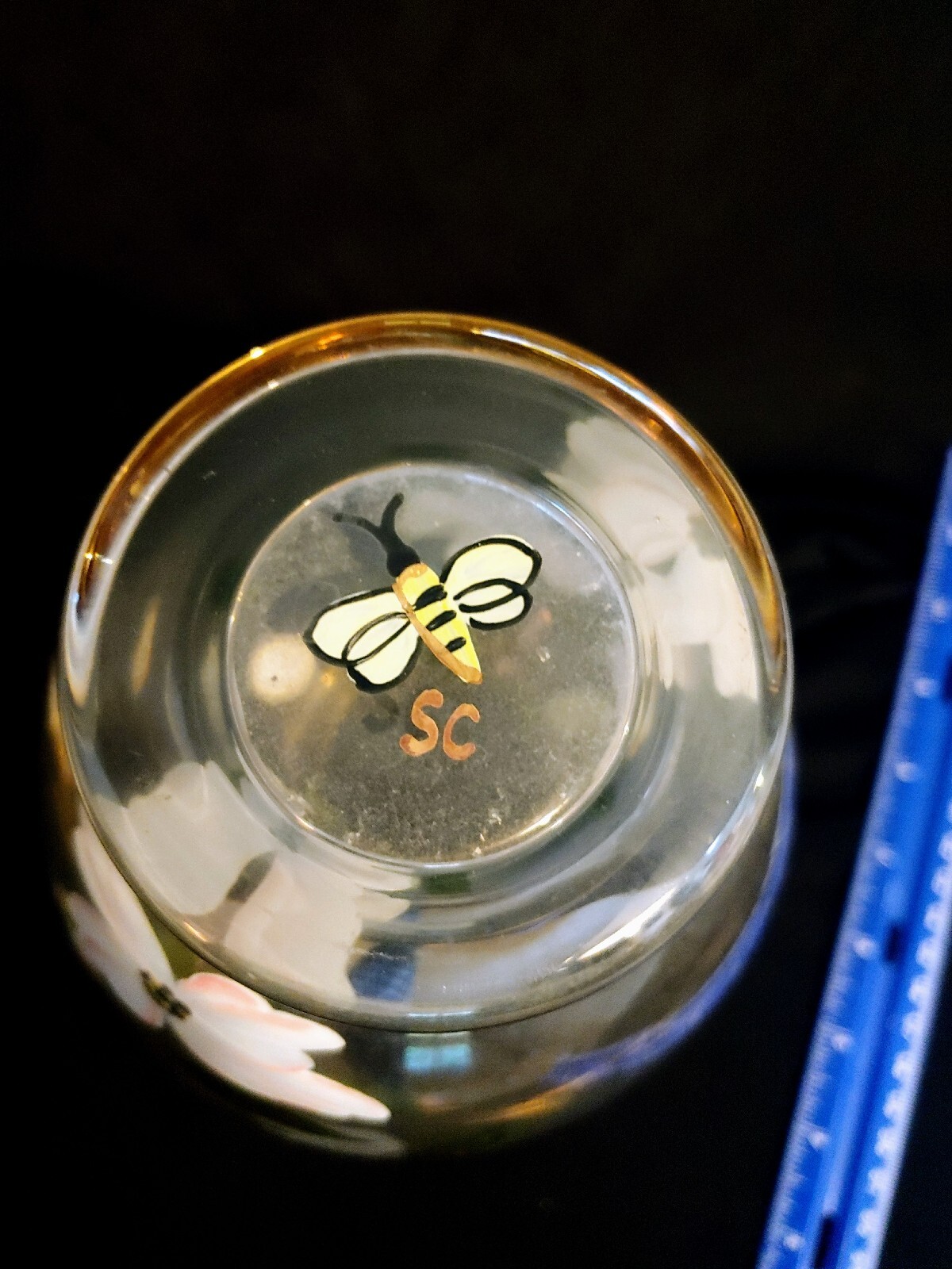 Momo Panache Glass Vase Floral & Bees Art Design Made In Romania 7 1/2”