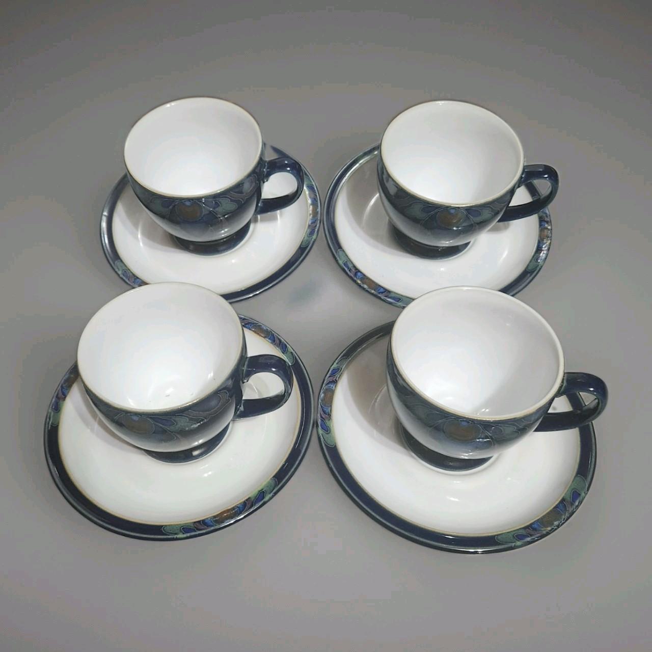 Denby Baroque Tea cups and Saucers Vintage Stoneware Made in England