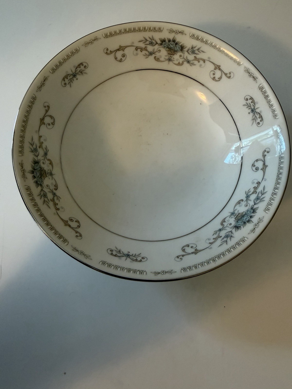 Fine Porcelain China Diane Bowl White Blue Floral Platinum Trim Japan Set of 6