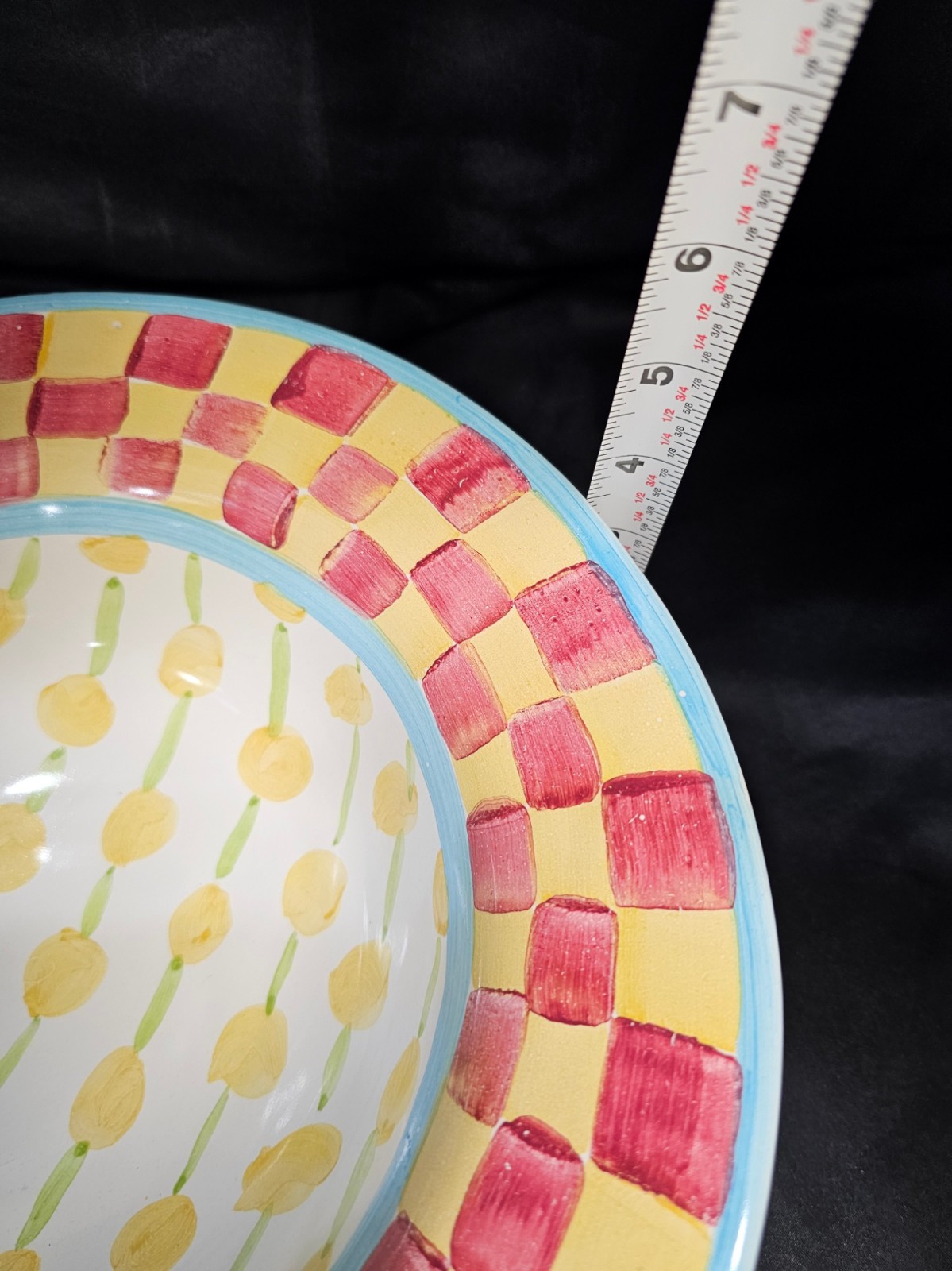 Vintage MacKenzie-Childs Checker Board Design Large Serving Bowl Collectible