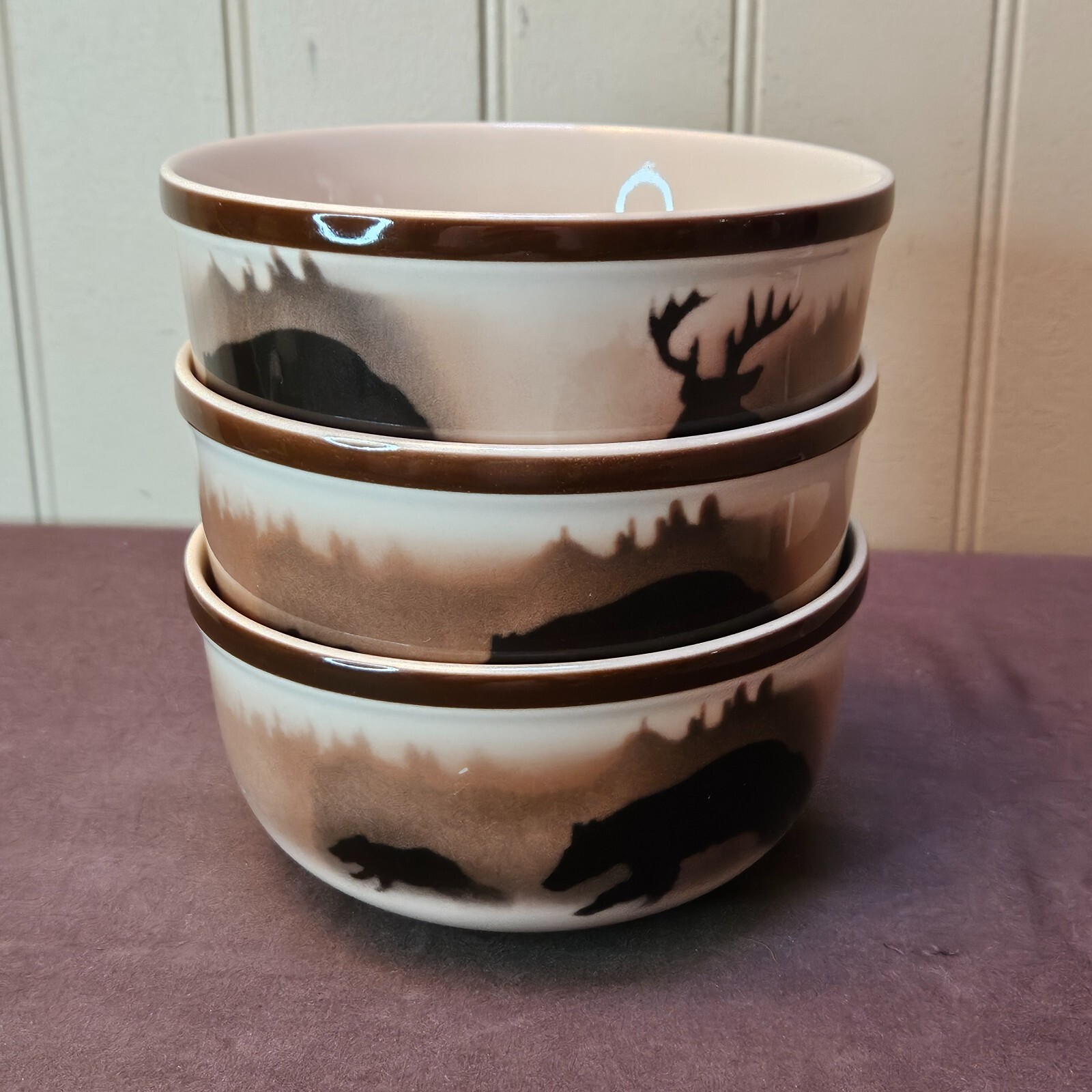 3 Big Sky Carvers High Country Harmony Stoneware Collection 5.75” Soup Bowl 2002