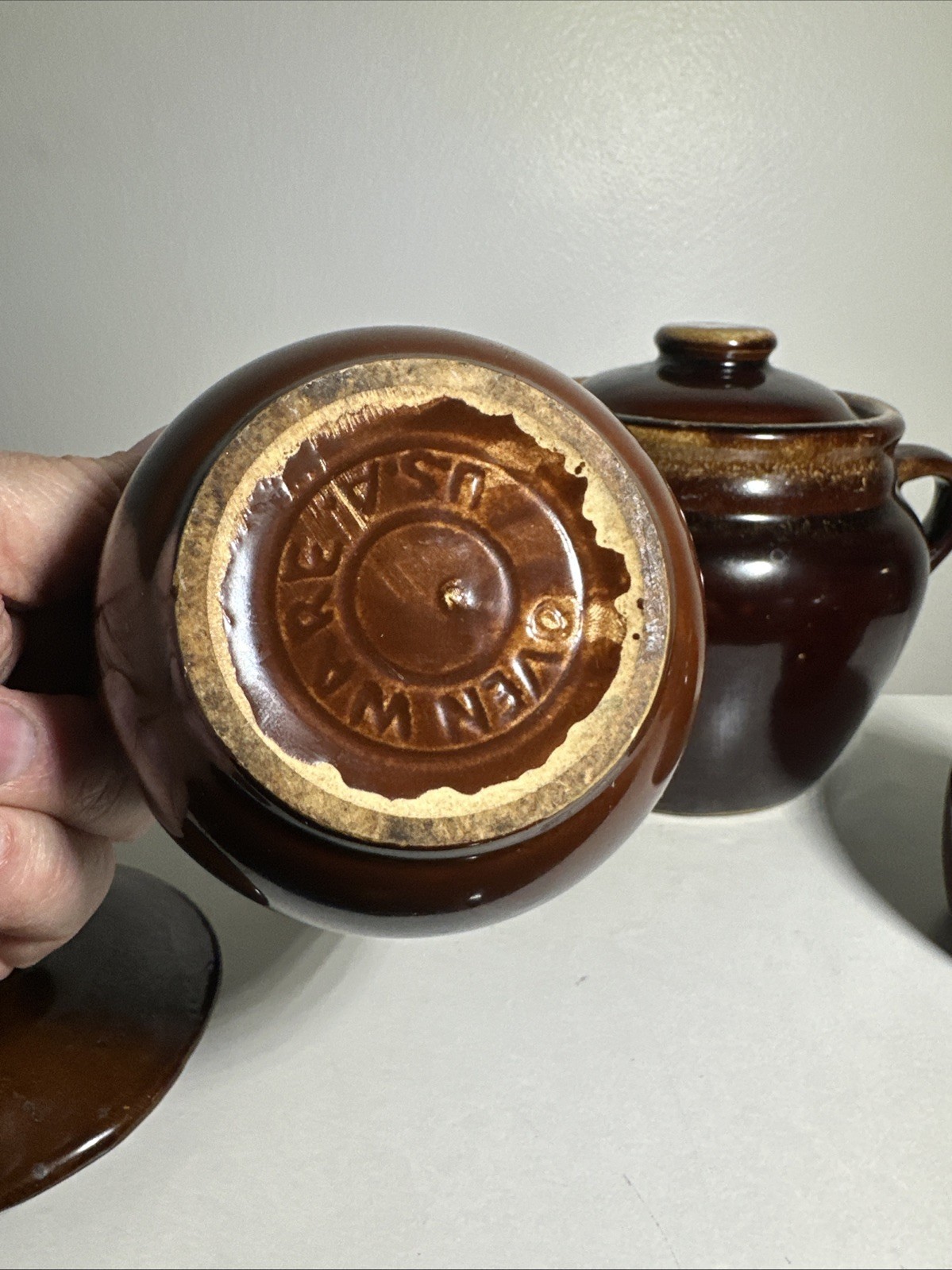 Vintage Brown Drip Glaze Pottery Set Of 5 USA Oven Proof