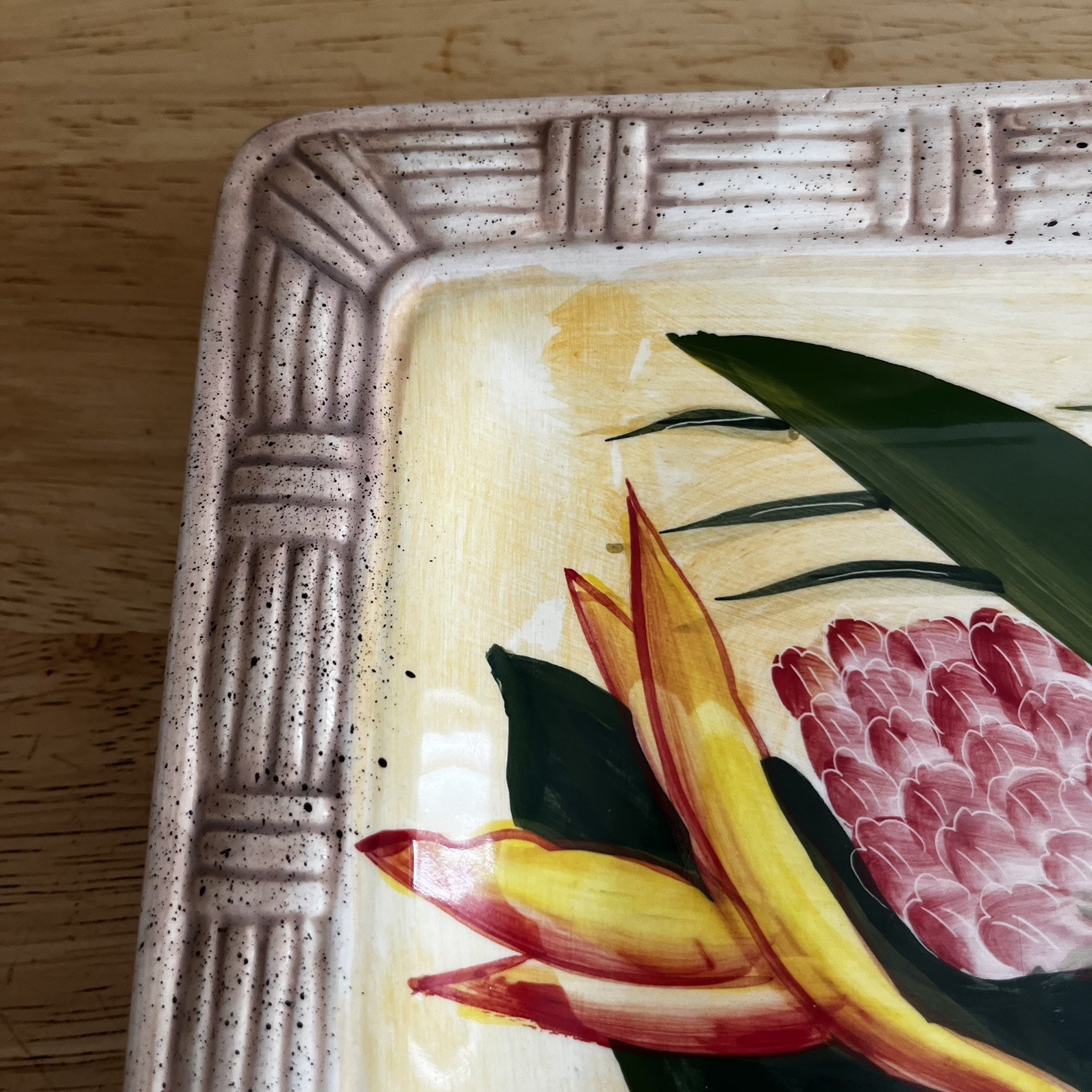 Jayson Imports Bird of Paradise Tropical Floral Ceramic Serving Platter Tray