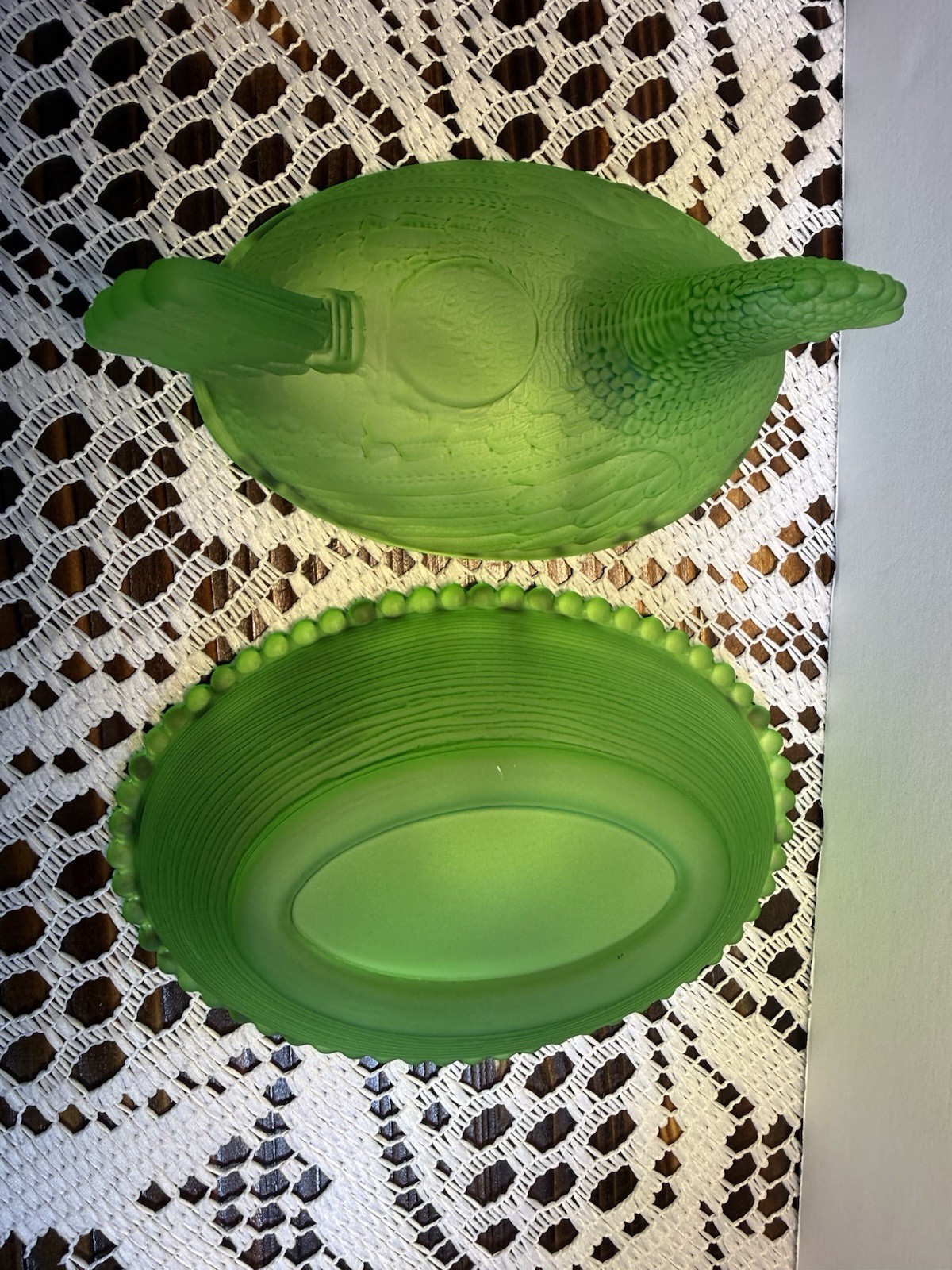 Light Green Glass Hen On Nest