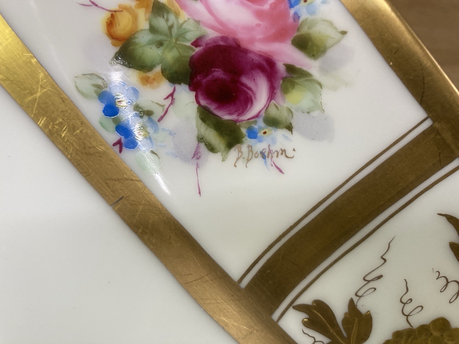 Beautiful Antique Pickard China Hand Painted Artist Signed Square Bowl / Floral