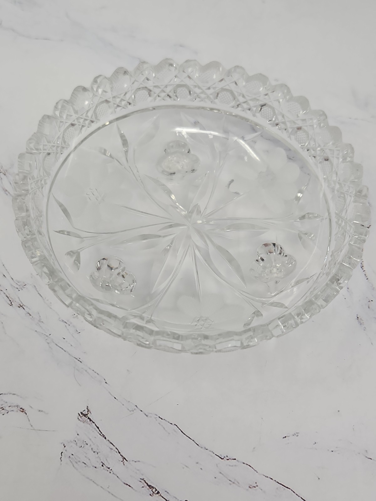 ABP Footed Bowl American Brilliant Meriden Shirley Pedestal Sawtooth 6″ Vintage