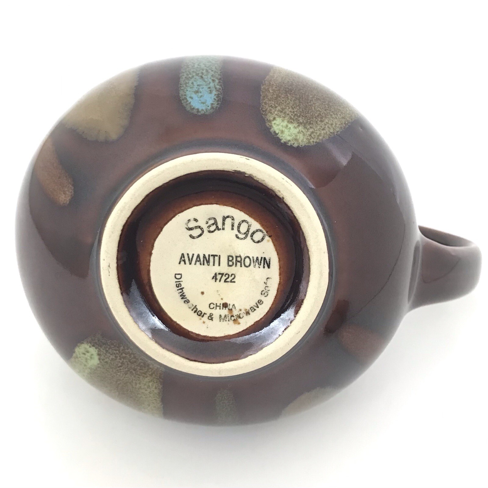 SANGO Avanti Brown Stoneware CREAMER 4722 Pitcher Drip Glaze Multicolor NEW