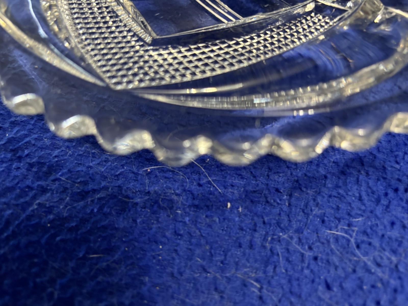 Antique EAPG Bryce Higbee New Crescent Platter Diamond Point Clear, 1850-1899