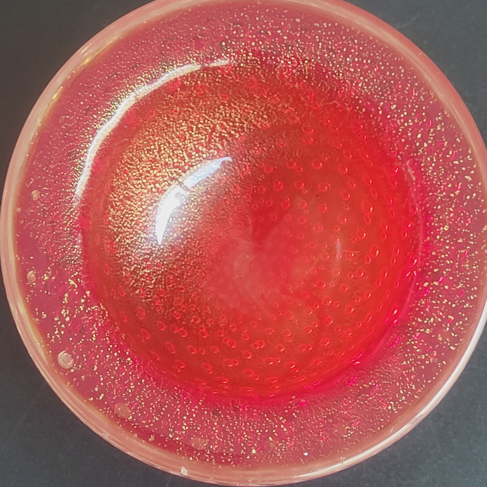 Mid-Century Modern Barovier & Toso Murano Red “Buccillante” Glass Bowl No Label