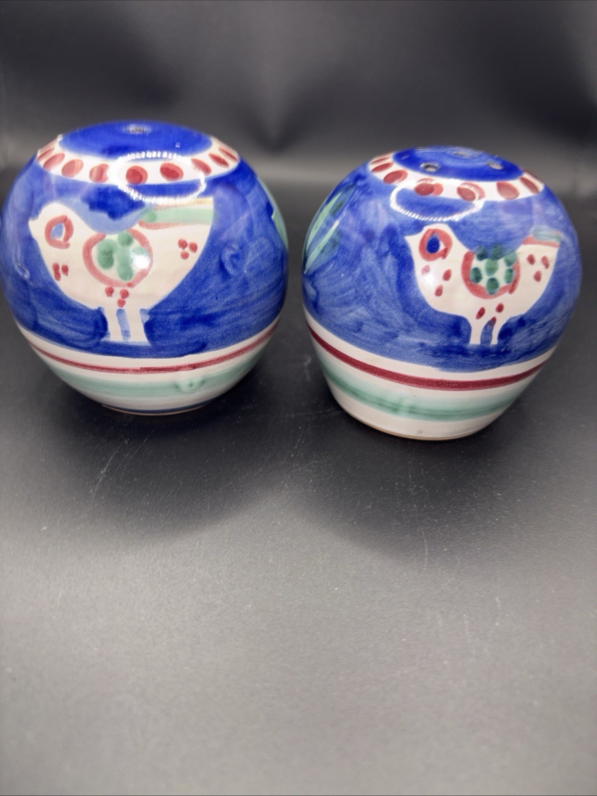Vietri Solimene Campagna Chicken Blu Set Of 4 Pasta Dishes/crock/salt&pepper